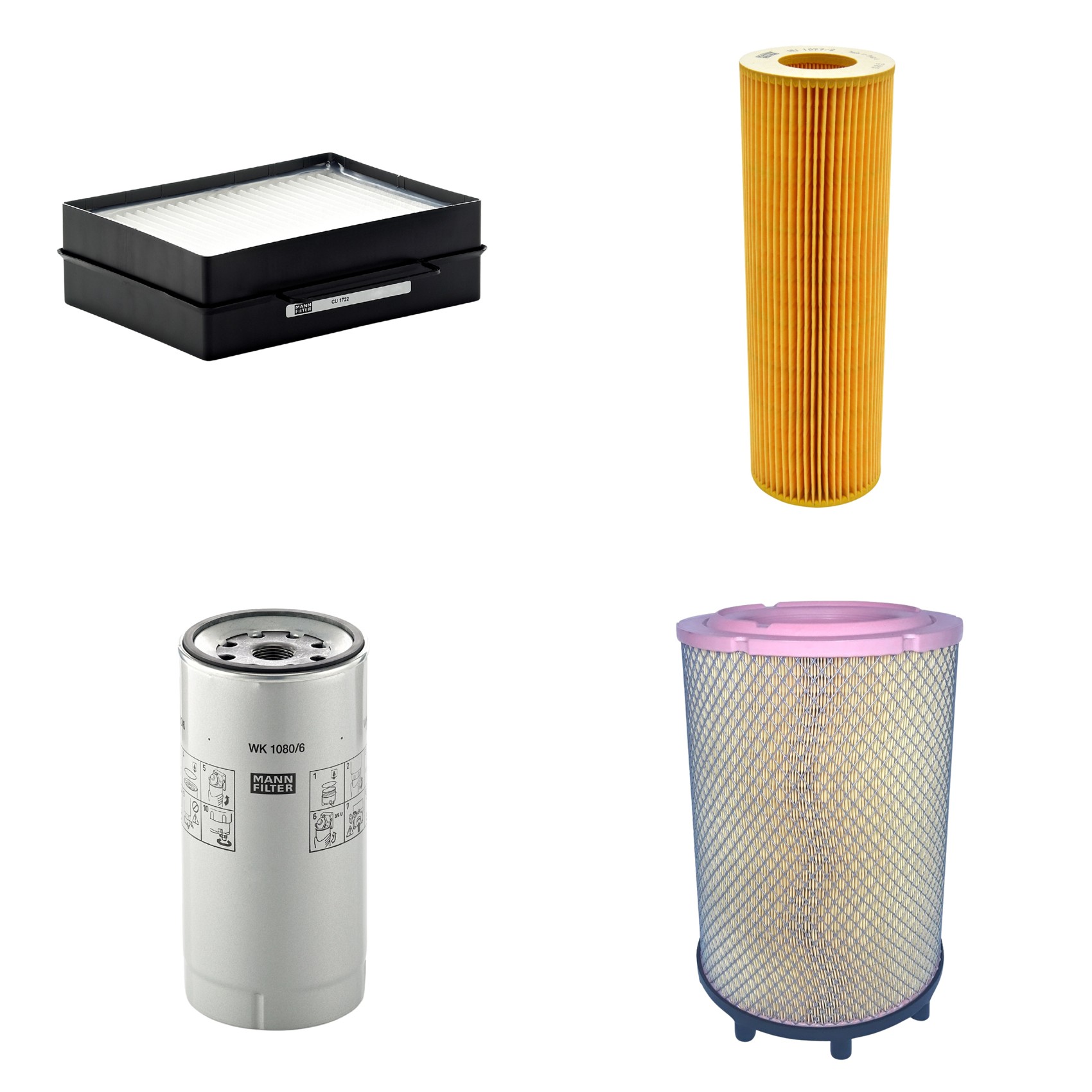 Kit Filtros de Ar Combustível Cabine Ar Condicionado Óleo - Mann-Filter - C31014/2 - CU1722 - HU1077/2z - WK1080/6X