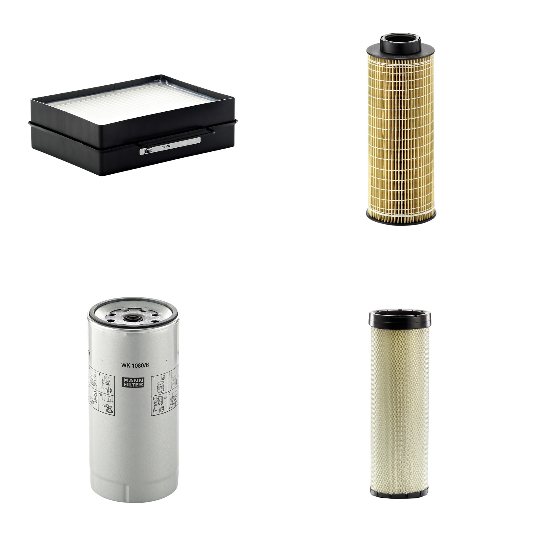 Kit Filtros de Ar Combustível Cabine Ar Condicionado Óleo - Mann-Filter - CF1720 - CU1722 - HU1072x - WK1080/6X