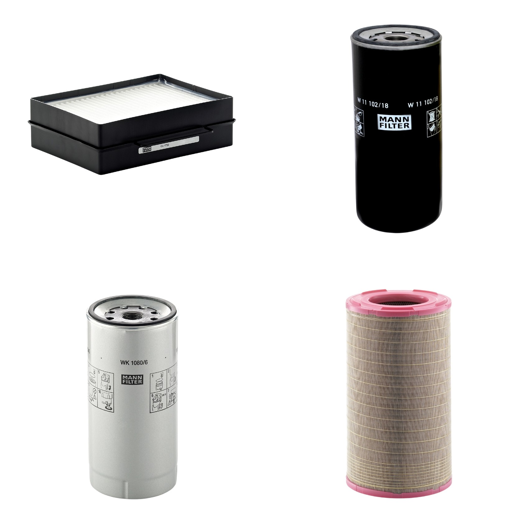 Kit Filtros de Ar Combustível Cabine Ar Condicionado Óleo - Mann-Filter - C301500 - CU1722 - W11102/18 - WK1080/6X