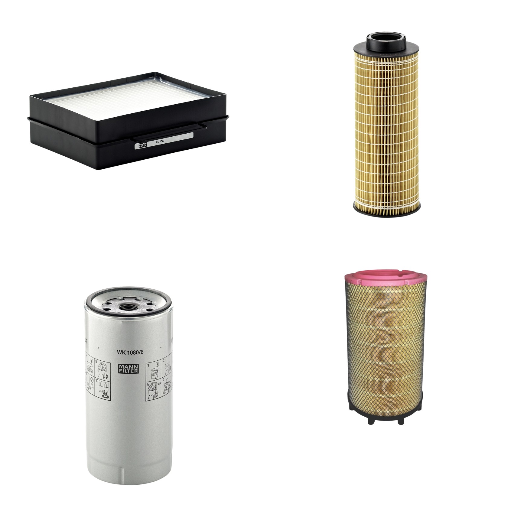 Kit Filtros de Ar Combustível Cabine Ar Condicionado Óleo - Mann-Filter - C31017/1 - CU1722 - HU1072x - WK1080/6X