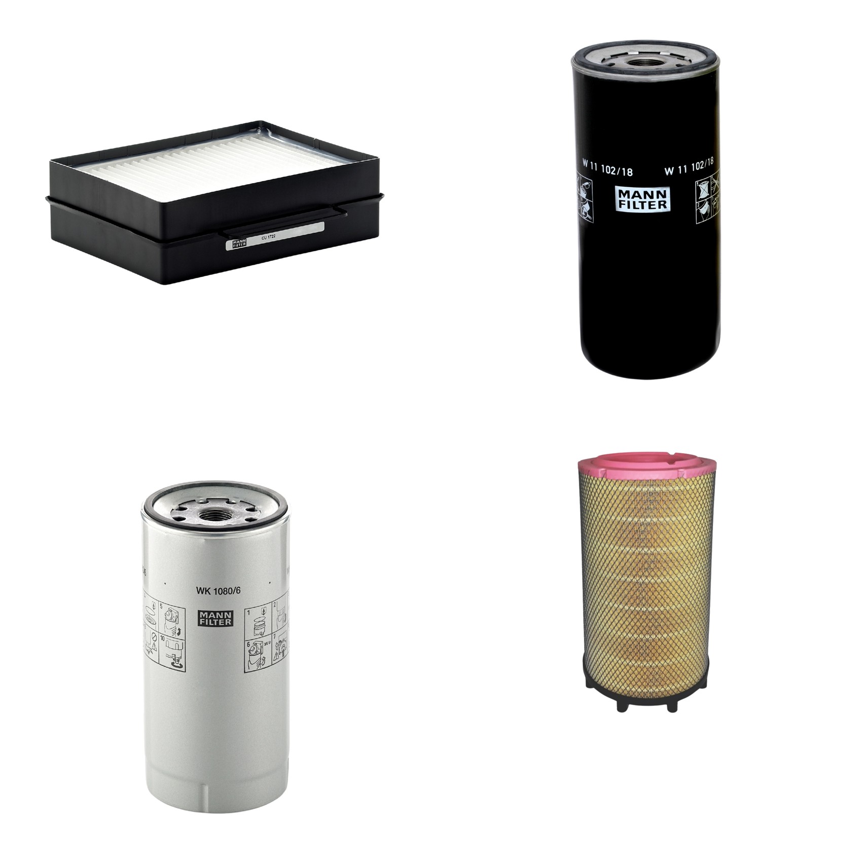 Kit Filtros de Ar Combustível Cabine Ar Condicionado Óleo - Mann-Filter - C31017/1 - CU1722 - W11102/18 - WK1080/6X