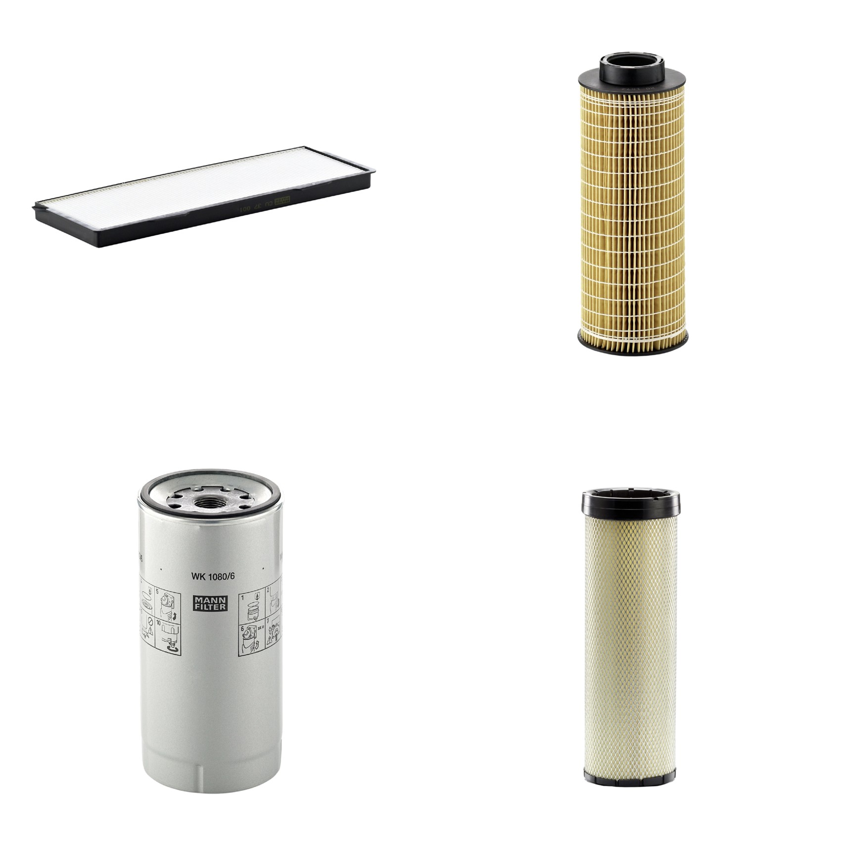 Kit Filtros de Ar Combustível Cabine Ar Condicionado Óleo - Mann-Filter - CF1720 - CU37001 - HU1072x - WK1080/6X