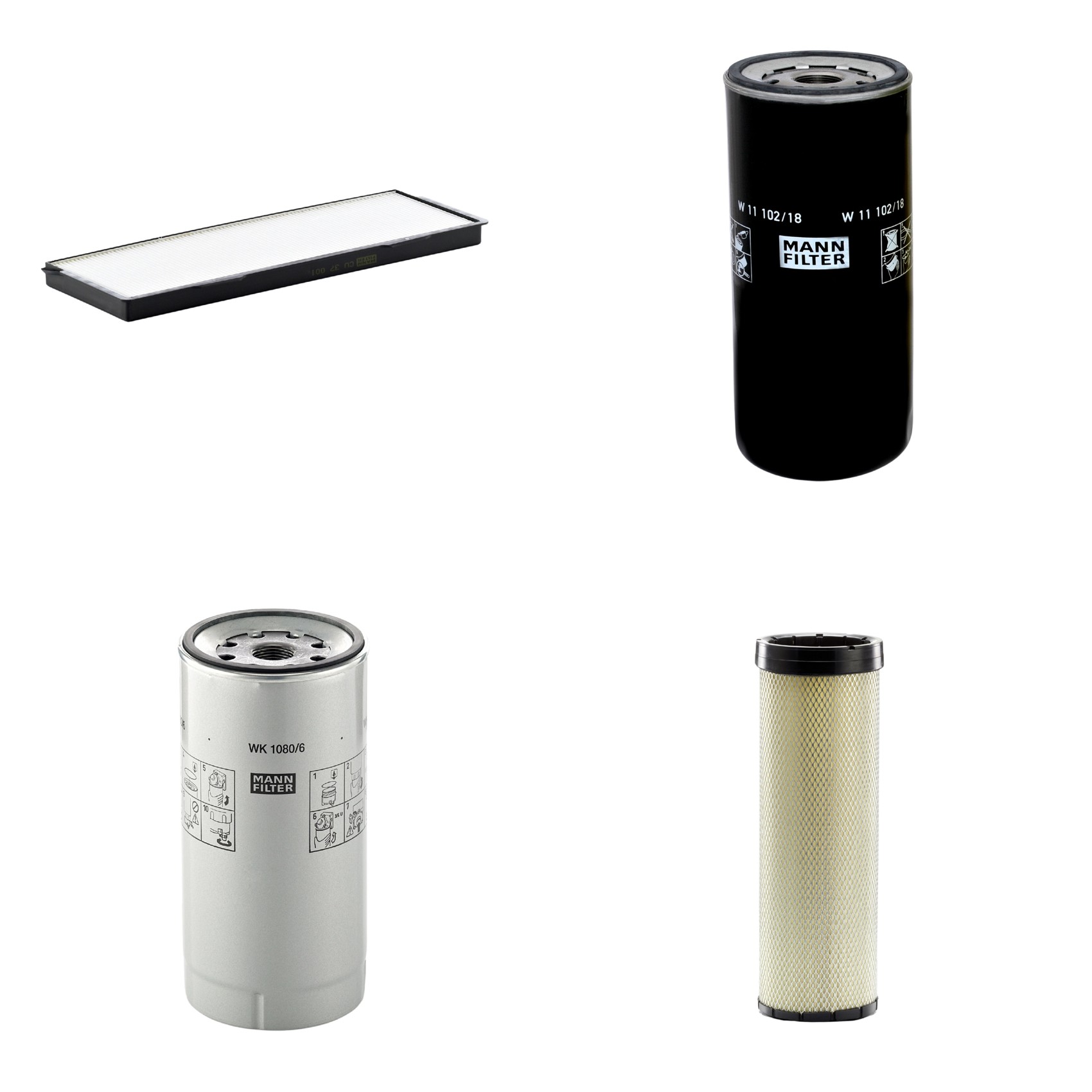 Kit Filtros de Ar Combustível Cabine Ar Condicionado Óleo - Mann-Filter - CF1720 - CU37001 - W11102/18 - WK1080/6X