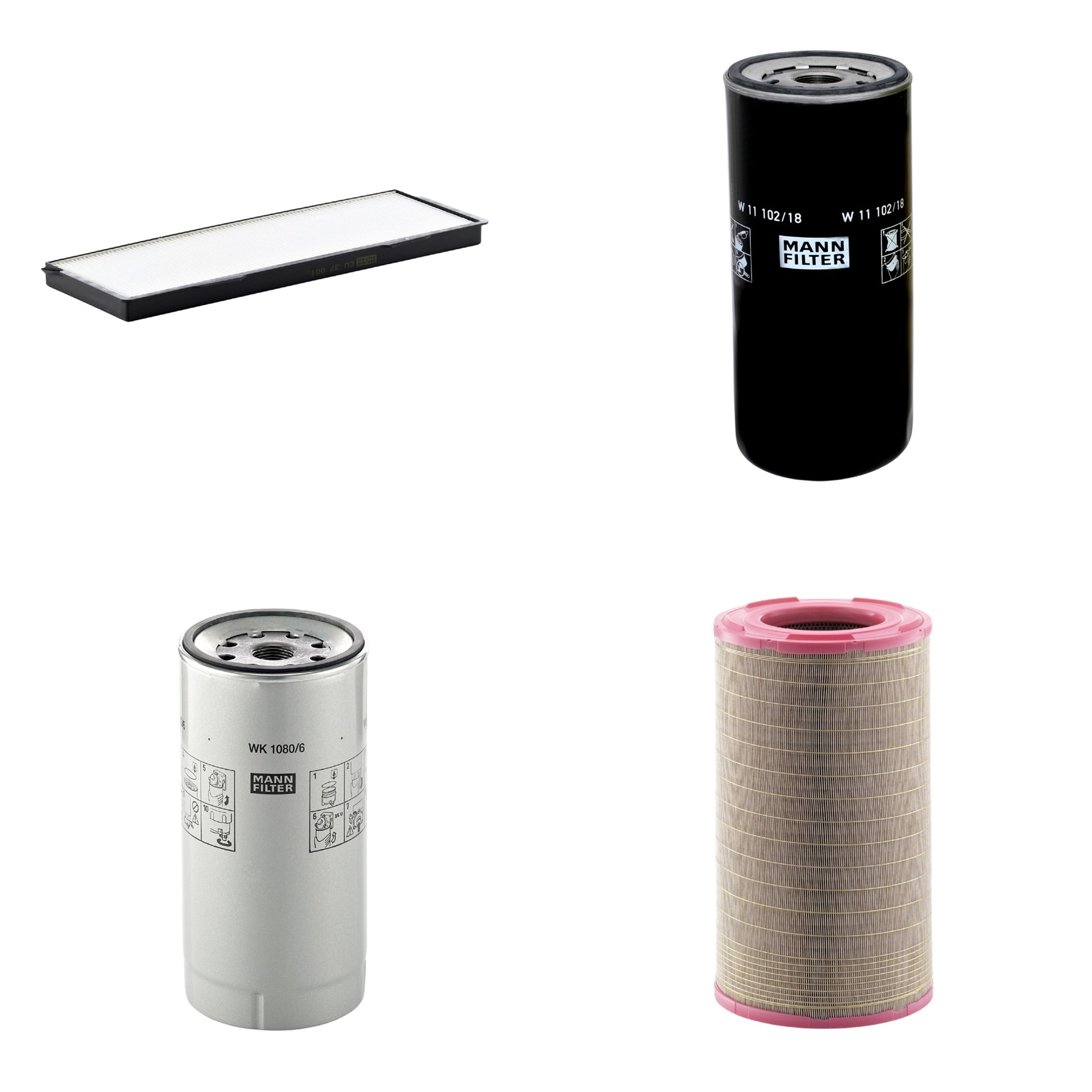 Kit Filtros de Ar Combustível Cabine Ar Condicionado Óleo - Mann-Filter - C301500 - CU37001 - W11102/18 - WK1080/6X