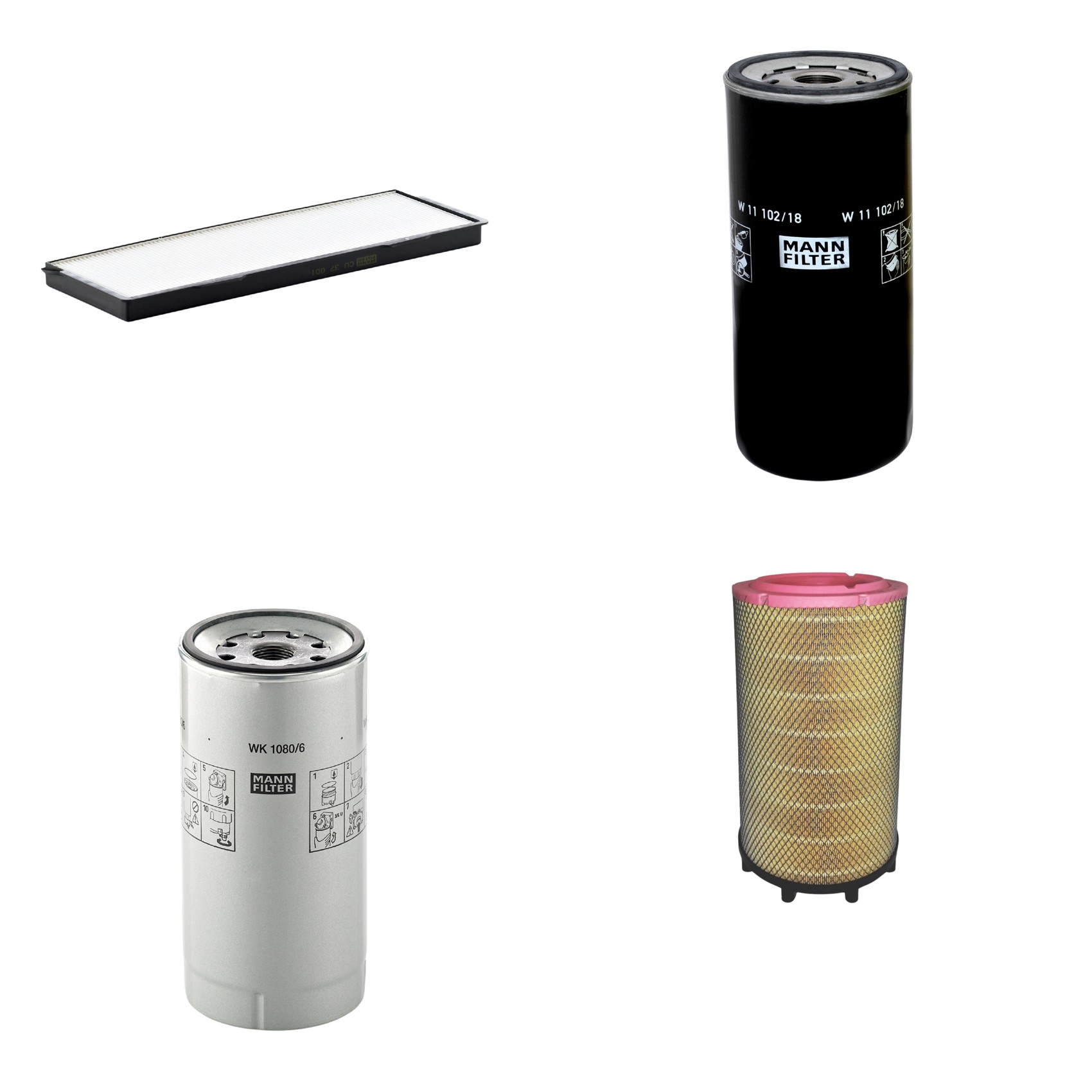 Kit Filtros de Ar Combustível Cabine Ar Condicionado Óleo - Mann-Filter - C31017/1 - CU37001 - W11102/18 - WK1080/6X