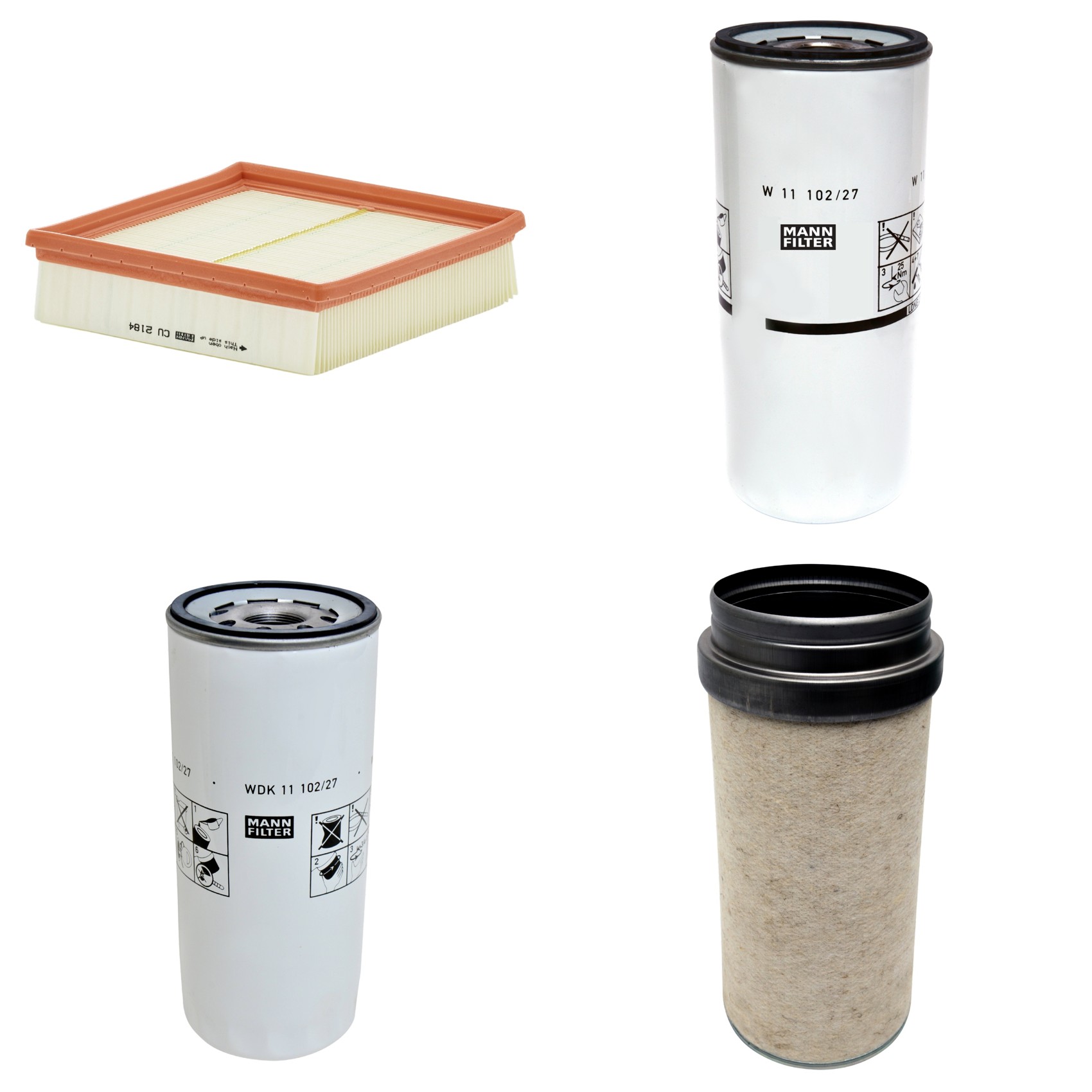Kit Filtros de Ar Combustível Cabine Ar Condicionado Óleo - Mann-Filter - CF2000 - CU2184 - W11102/27 - WDK11102/27