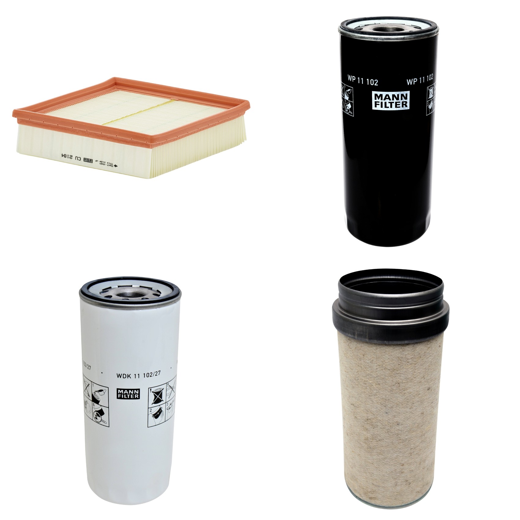 Kit Filtros de Ar Combustível Cabine Ar Condicionado Óleo - Mann-Filter - CF2000 - CU2184 - WDK11102/27 - WP11102