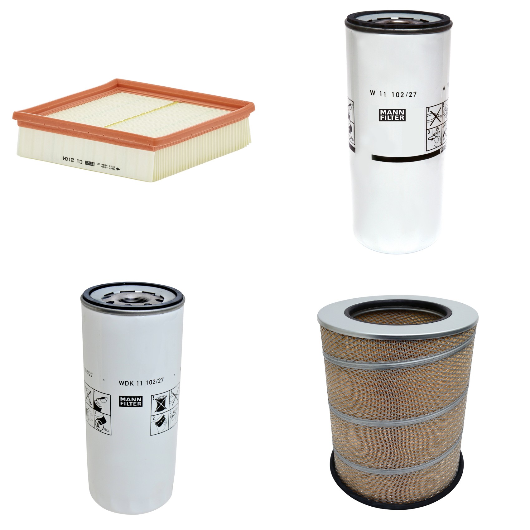 Kit Filtros de Ar Combustível Cabine Ar Condicionado Óleo - Mann-Filter - C341500 - CU2184 - W11102/27 - WDK11102/27