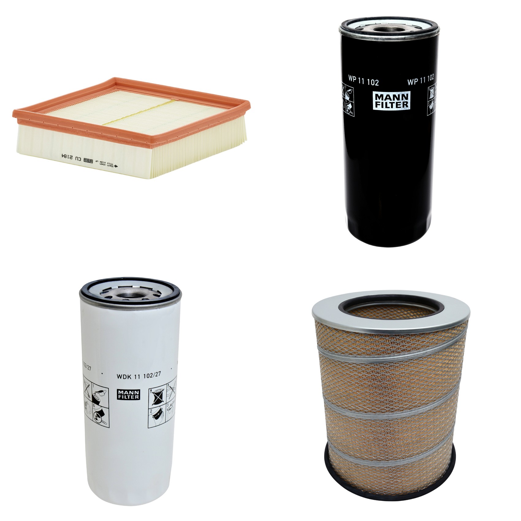 Kit Filtros de Ar Combustível Cabine Ar Condicionado Óleo - Mann-Filter - C341500 - CU2184 - WDK11102/27 - WP11102