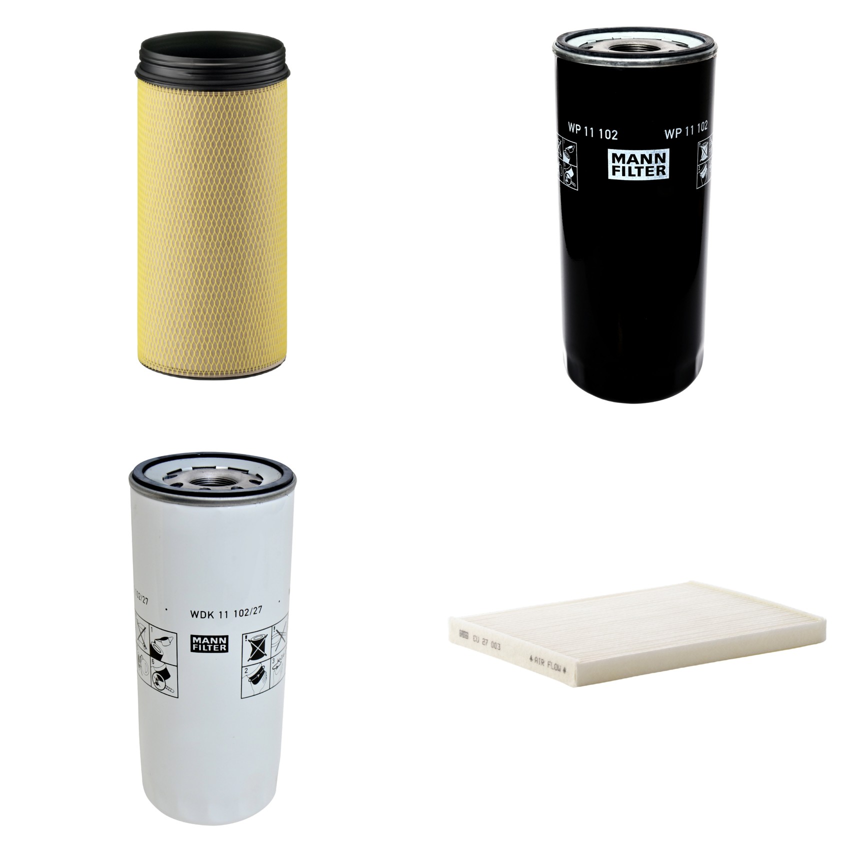 Kit Filtros de Ar Combustível Cabine Ar Condicionado Óleo - Mann-Filter - CF1940 - CU27003 - WDK11102/27 - WP11102