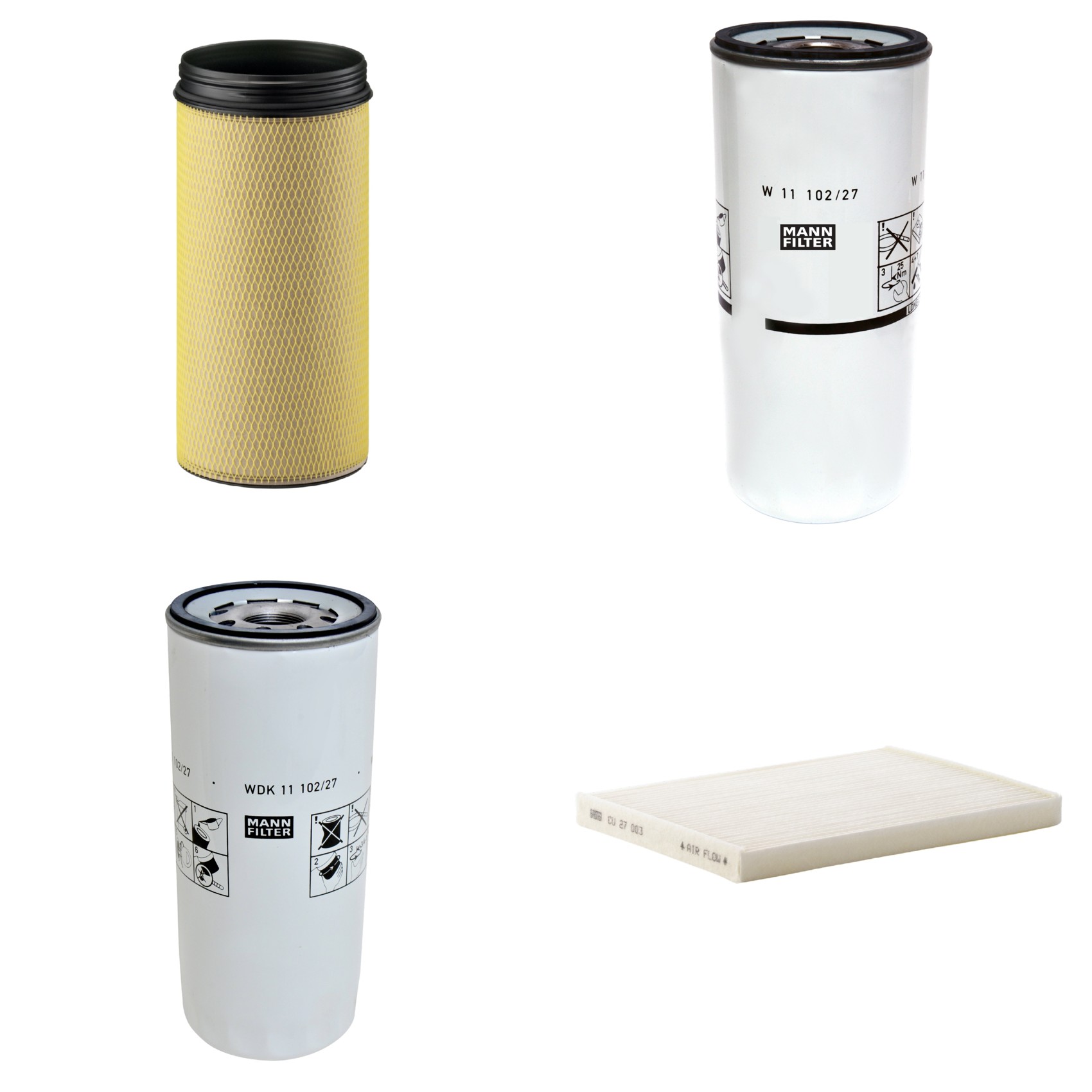 Kit Filtros de Ar Combustível Cabine Ar Condicionado Óleo - Mann-Filter - CF1940 - CU27003 - W11102/27 - WDK11102/27