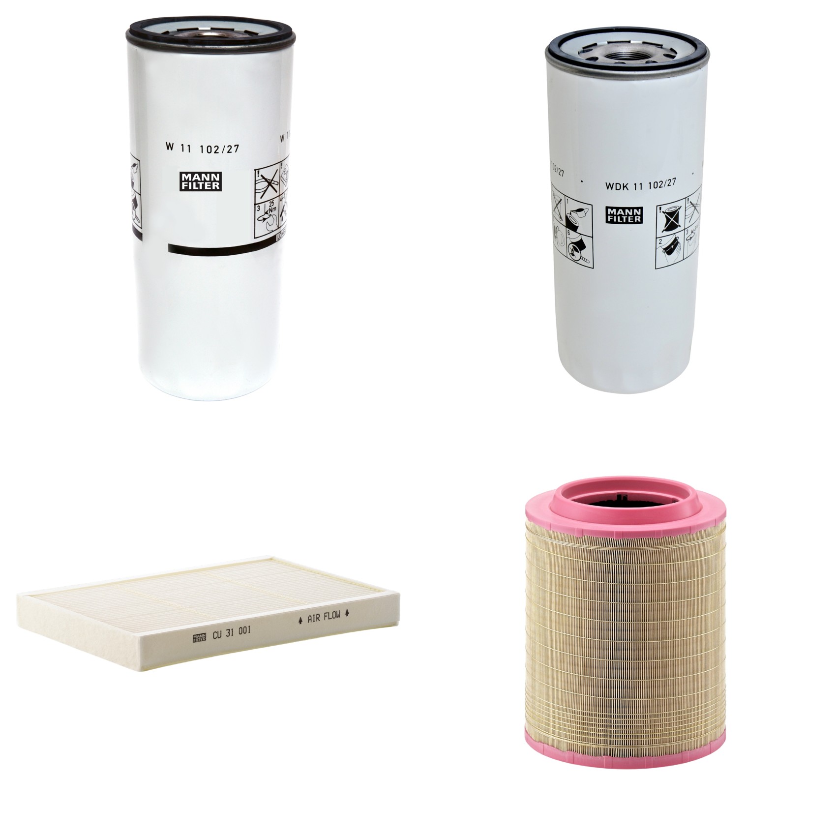 Kit Filtros de Ar Combustível Cabine Ar Condicionado Óleo - Mann-Filter - C331460/1 - CU31001 - W11102/27 - WDK11102/27