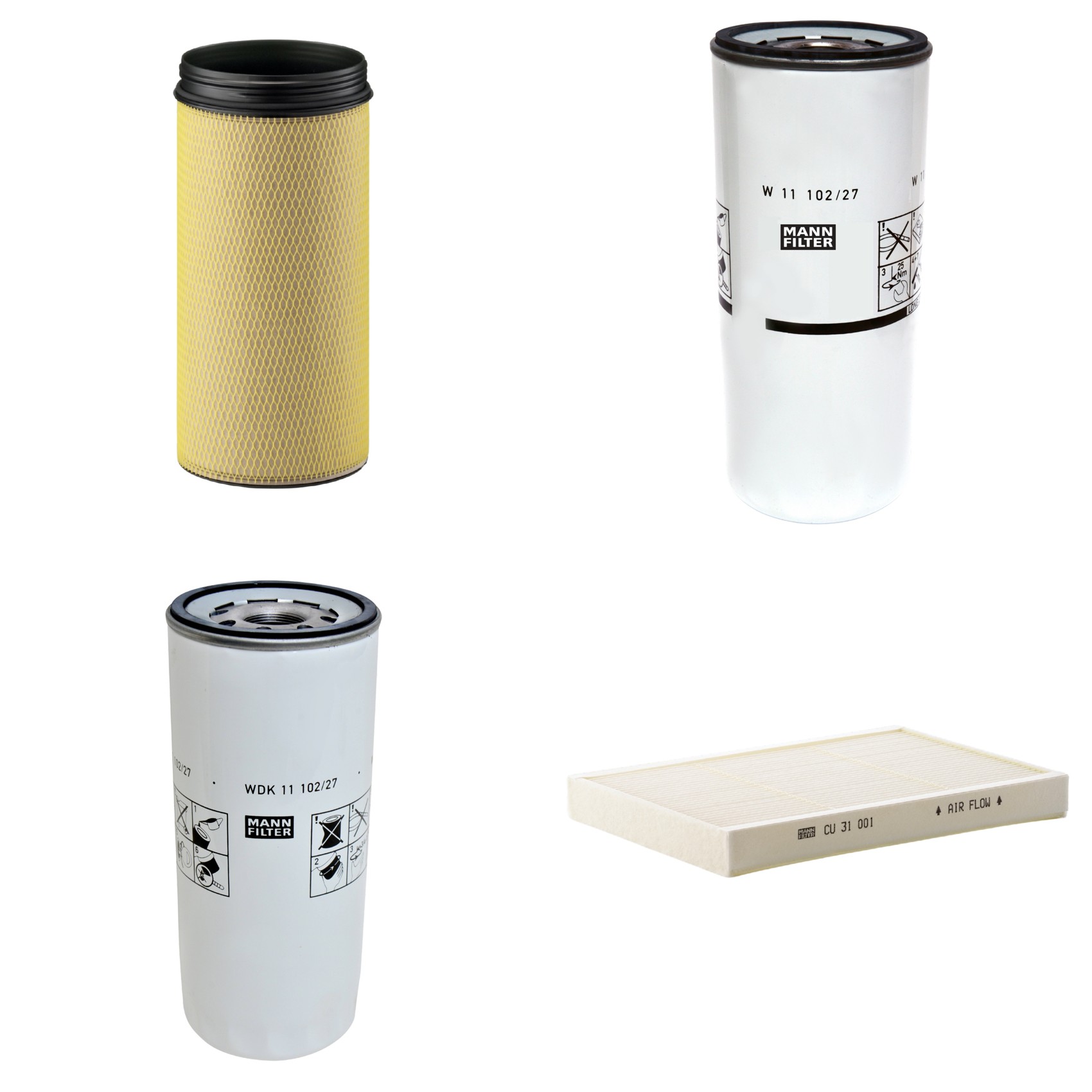 Kit Filtros de Ar Combustível Cabine Ar Condicionado Óleo - Mann-Filter - CF1940 - CU31001 - W11102/27 - WDK11102/27