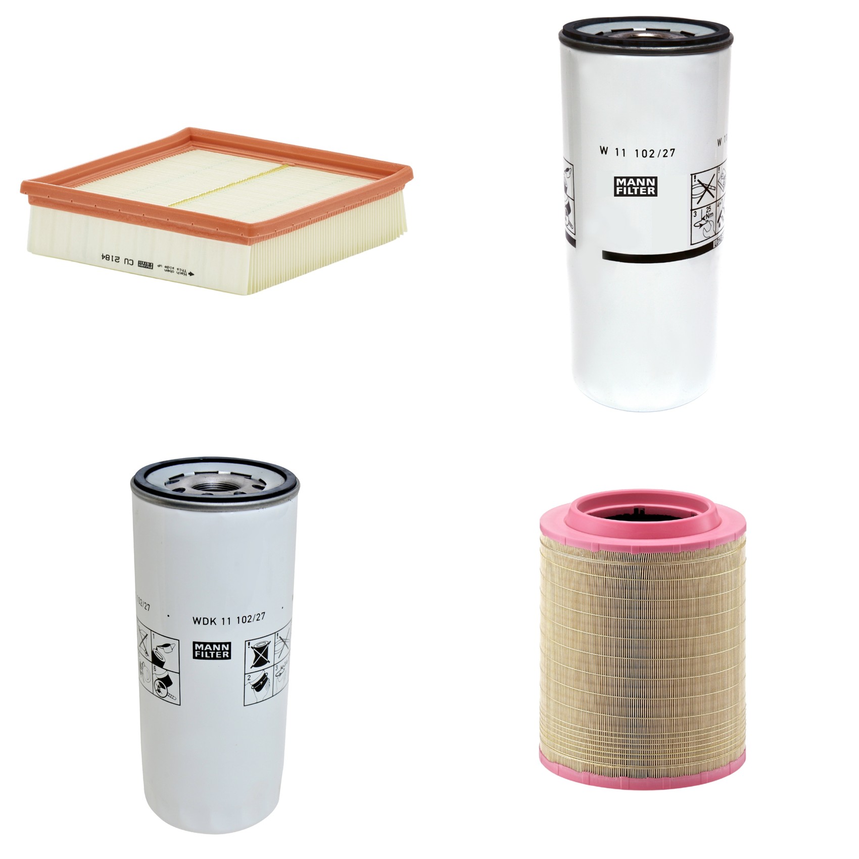 Kit Filtros de Ar Combustível Cabine Ar Condicionado Óleo - Mann-Filter - C331460/1 - CU2184 - W11102/27 - WDK11102/27