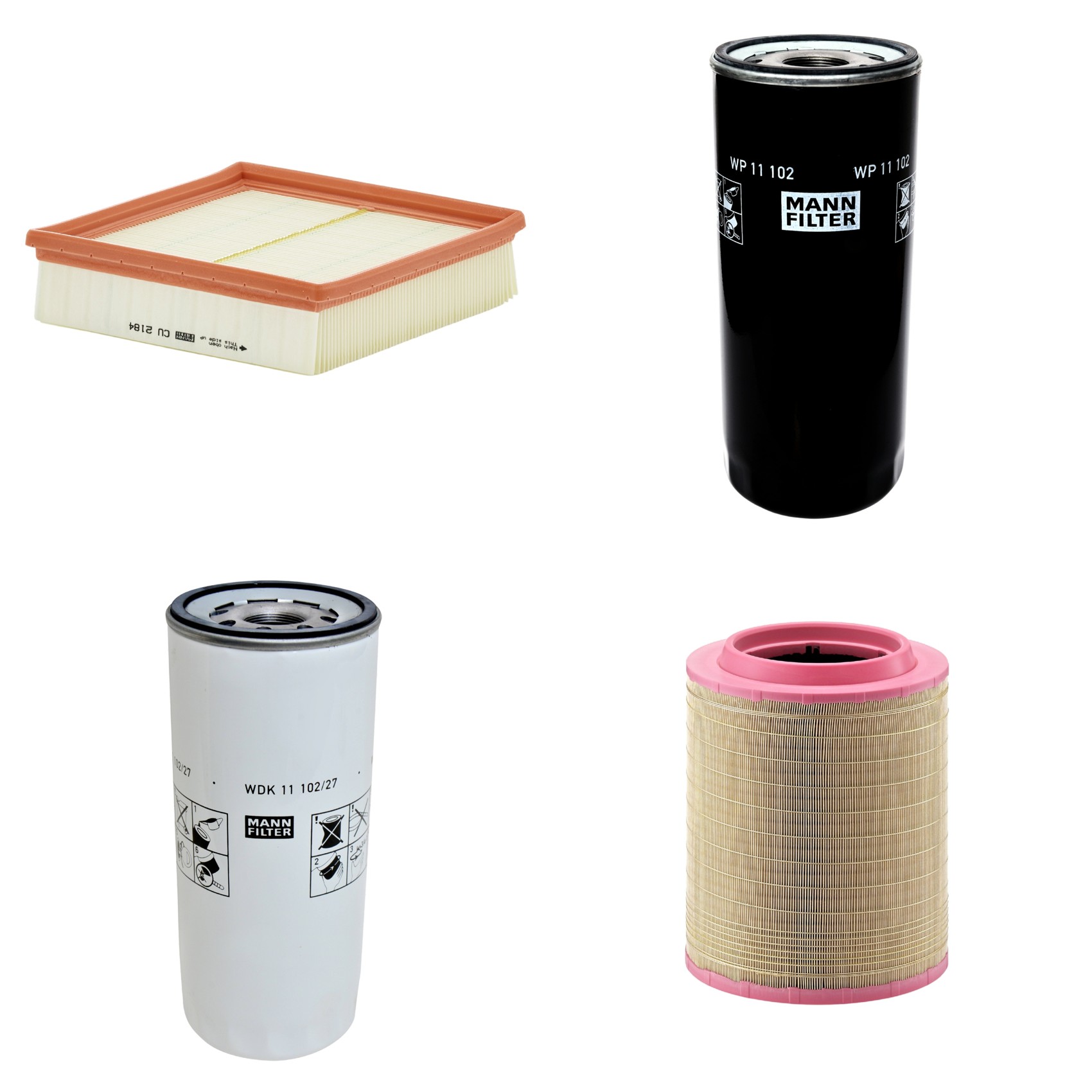 Kit Filtros de Ar Combustível Cabine Ar Condicionado Óleo - Mann-Filter - C331460/1 - CU2184 - WDK11102/27 - WP11102