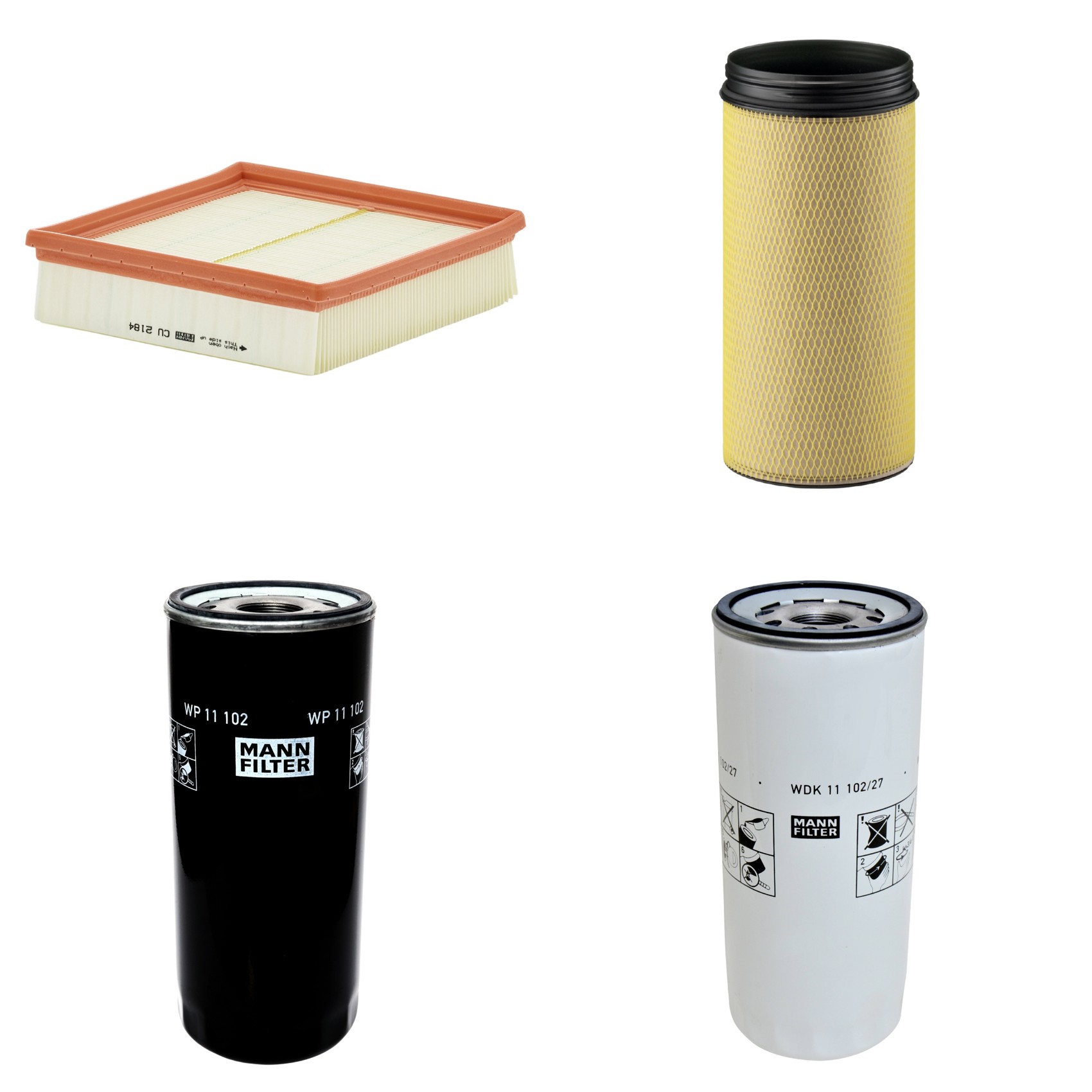 Kit Filtros de Ar Combustível Cabine Ar Condicionado Óleo - Mann-Filter - CF1940 - CU2184 - WDK11102/27 - WP11102