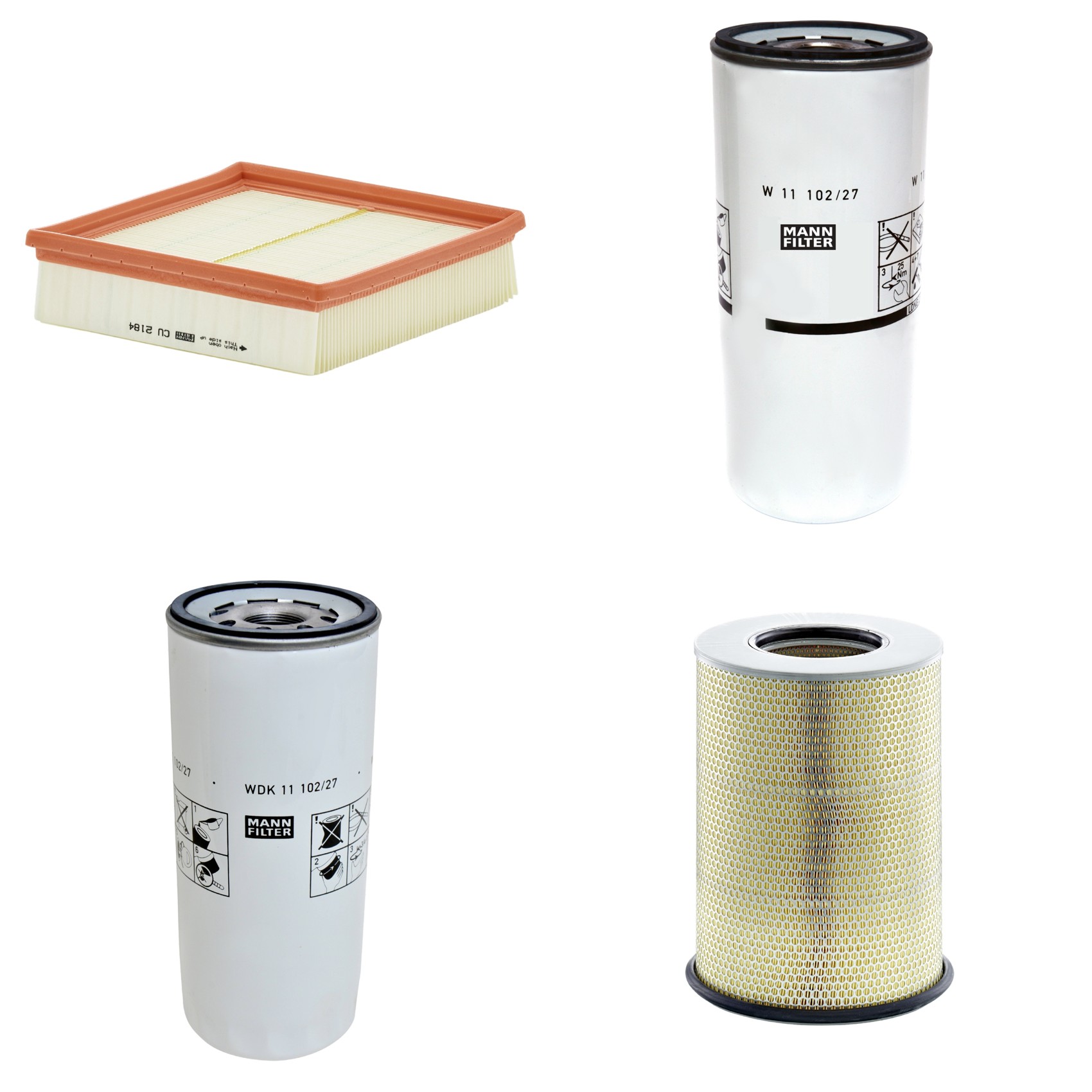 Kit Filtros de Ar Combustível Cabine Ar Condicionado Óleo - Mann-Filter - C311345/1 - CU2184 - W11102/27 - WDK11102/27