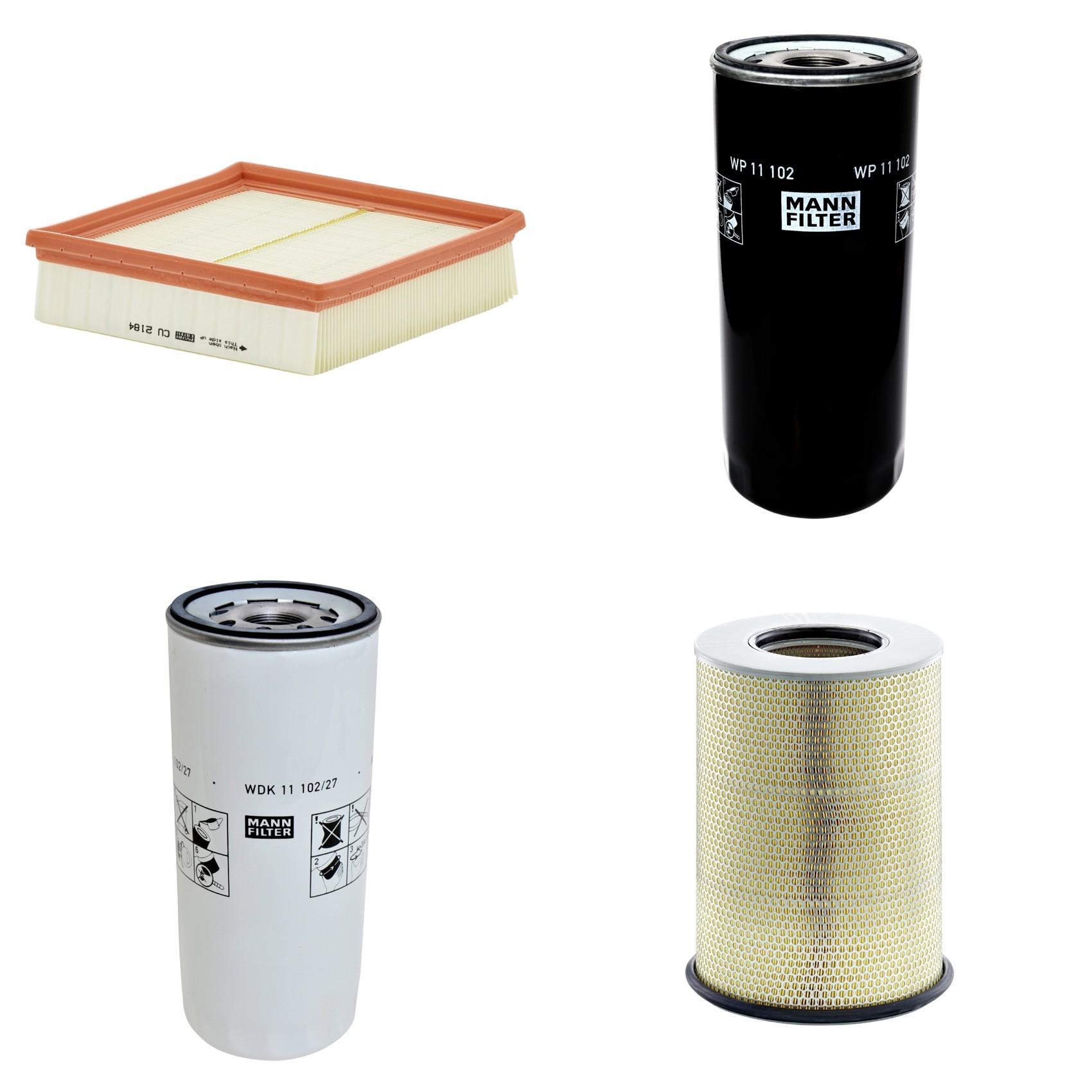 Kit Filtros de Ar Combustível Cabine Ar Condicionado Óleo - Mann-Filter - C311345/1 - CU2184 - WDK11102/27 - WP11102