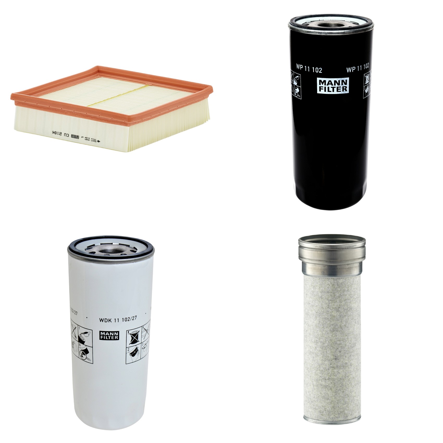 Kit Filtros de Ar Combustível Cabine Ar Condicionado Óleo - Mann-Filter - CF1510/1 - CU2184 - WDK11102/27 - WP11102