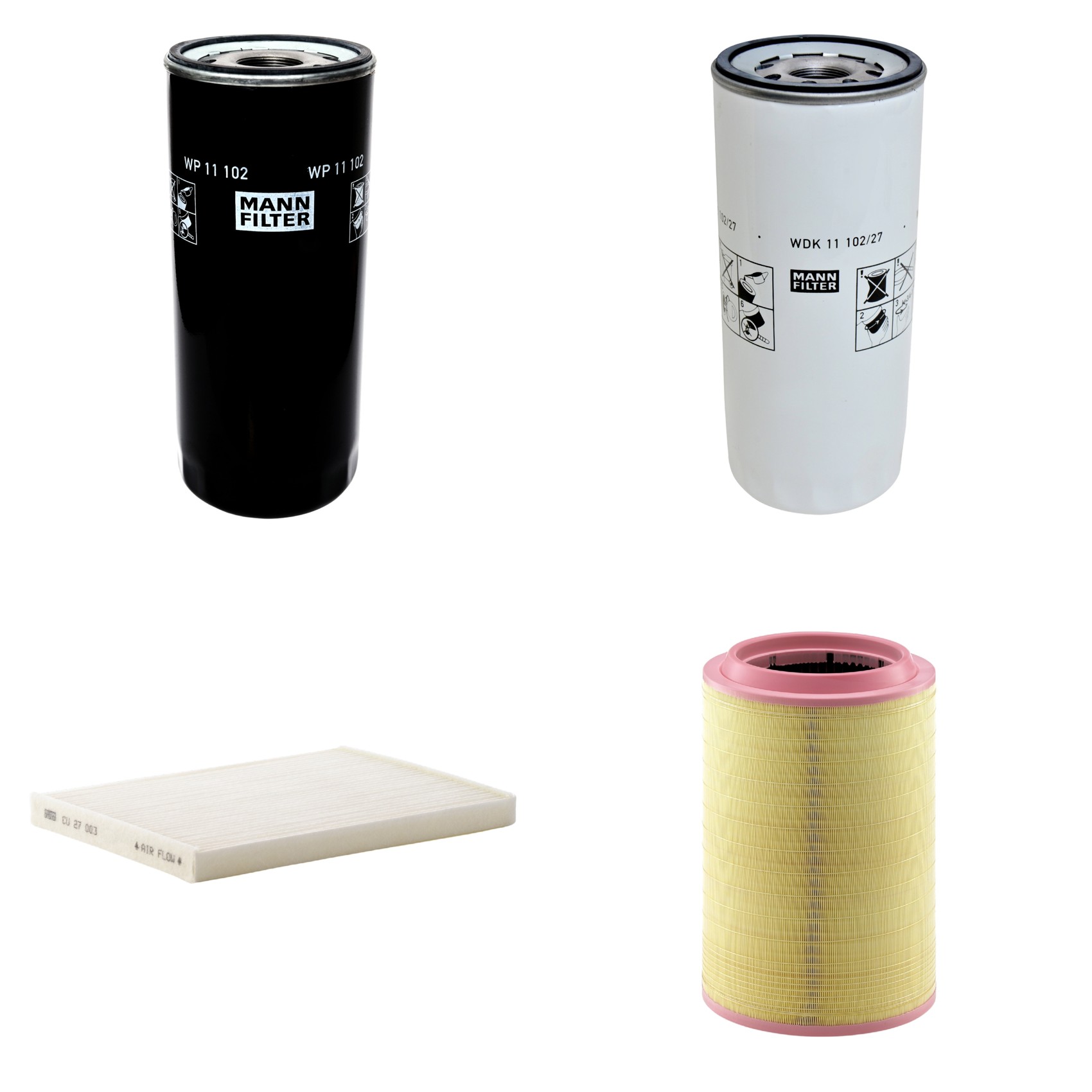 Kit Filtros de Ar Combustível Cabine Ar Condicionado Óleo - Mann-Filter - C331630/2 - CU27003 - WDK11102/27 - WP11102