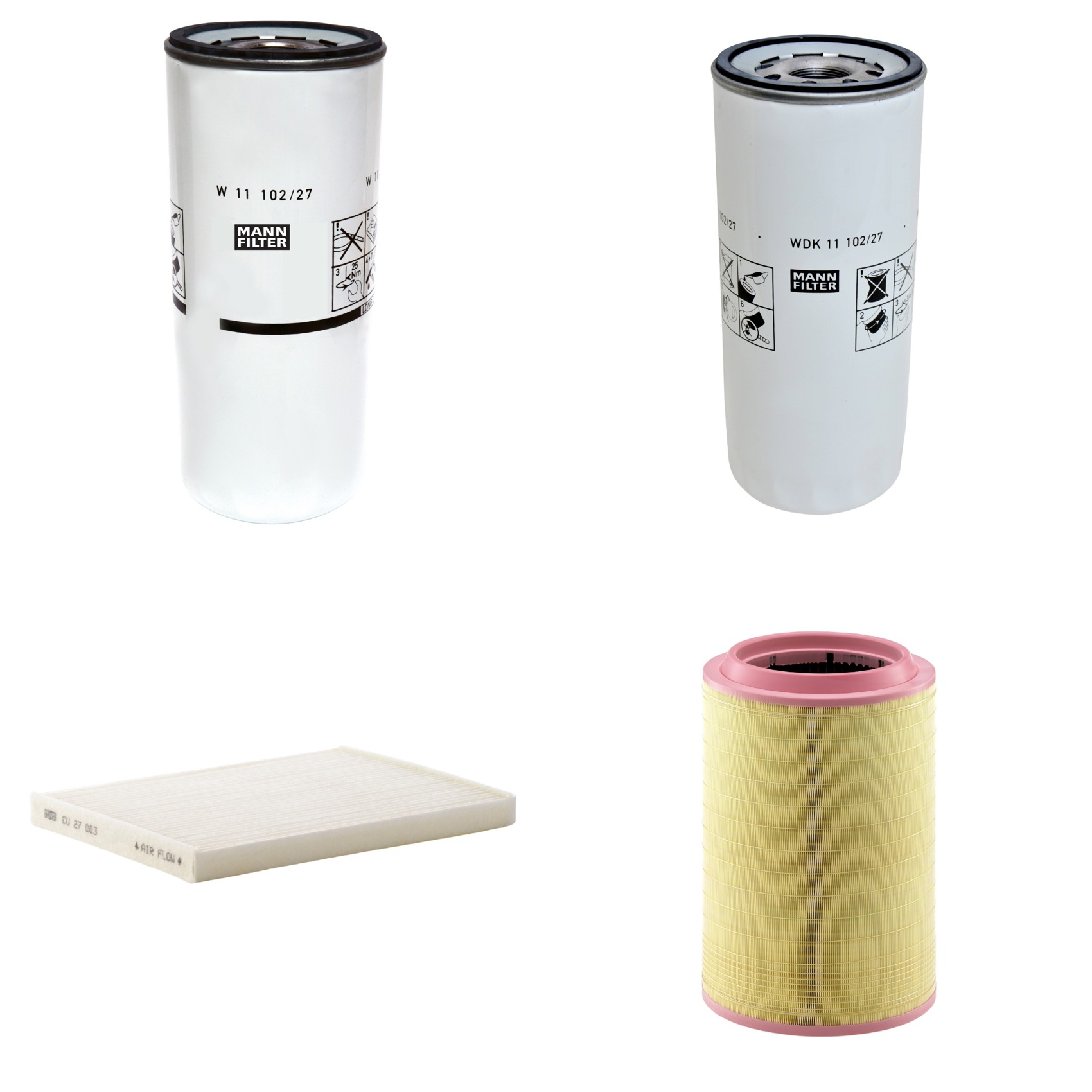 Kit Filtros de Ar Combustível Cabine Ar Condicionado Óleo - Mann-Filter - C331630/2 - CU27003 - W11102/27 - WDK11102/27