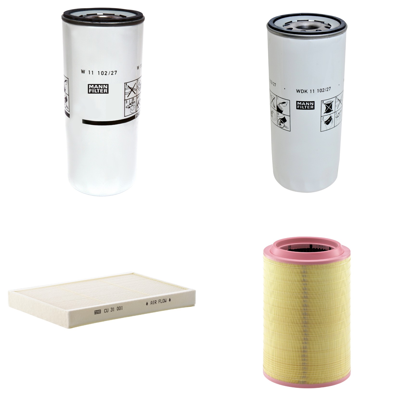Kit Filtros de Ar Combustível Cabine Ar Condicionado Óleo - Mann-Filter - C331630/2 - CU31001 - W11102/27 - WDK11102/27