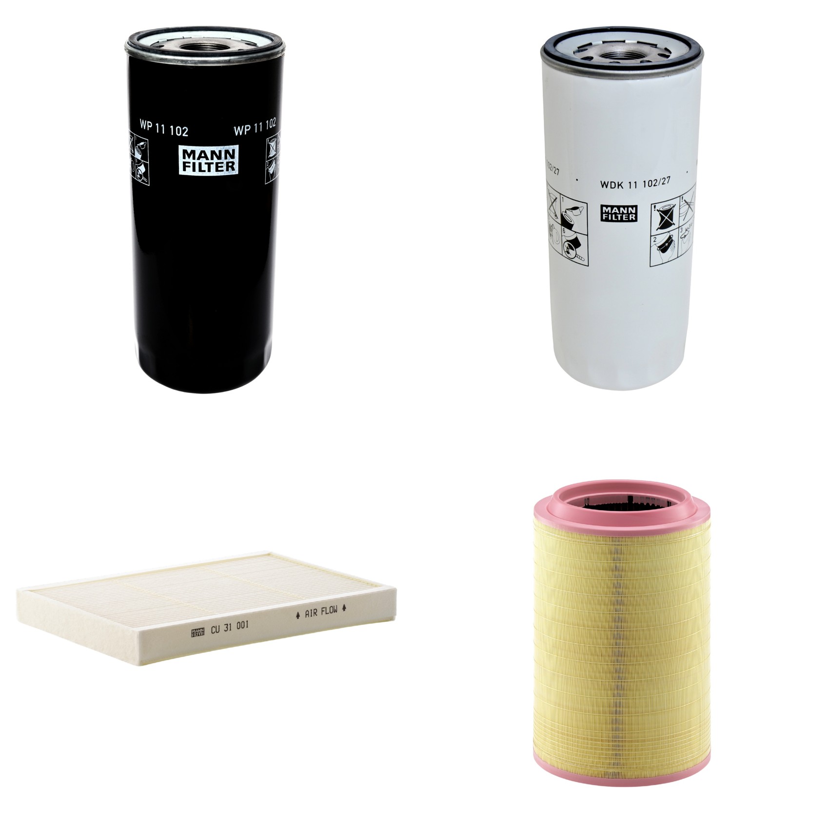 Kit Filtros de Ar Combustível Cabine Ar Condicionado Óleo - Mann-Filter - C331630/2 - CU31001 - WDK11102/27 - WP11102