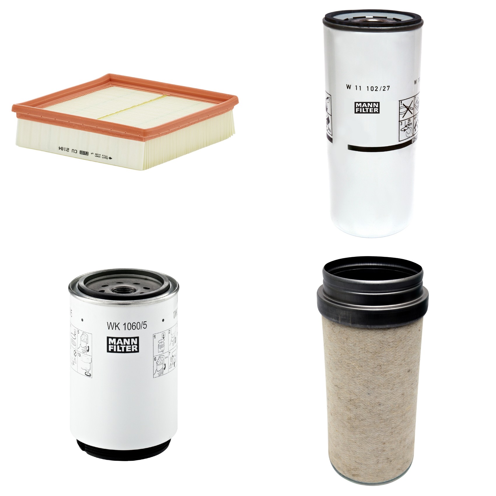 Kit Filtros de Ar Combustível Cabine Ar Condicionado Óleo - Mann-Filter - CF2000 - CU2184 - W11102/27 - WK1060/5x