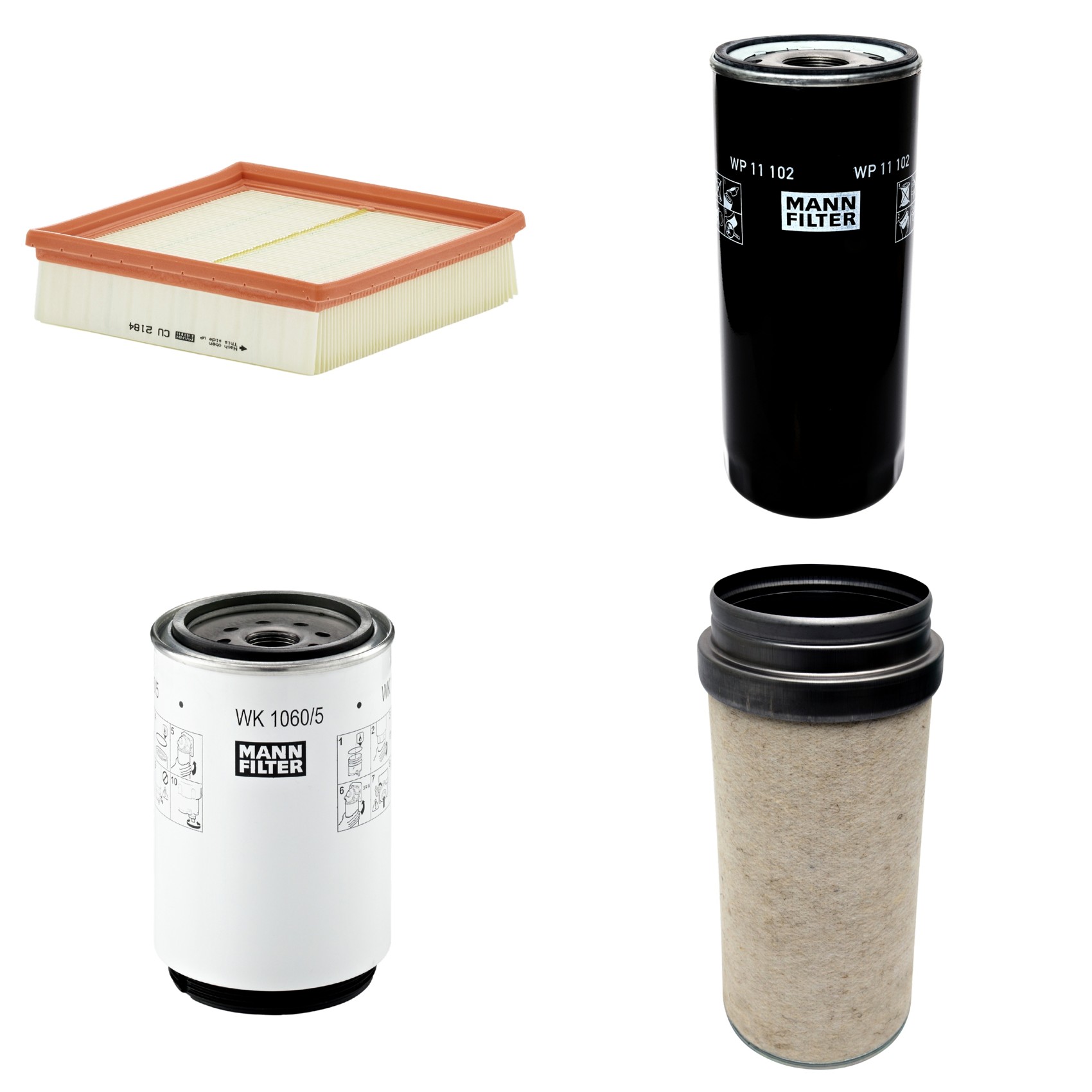Kit Filtros de Ar Combustível Cabine Ar Condicionado Óleo - Mann-Filter - CF2000 - CU2184 - WK1060/5x - WP11102