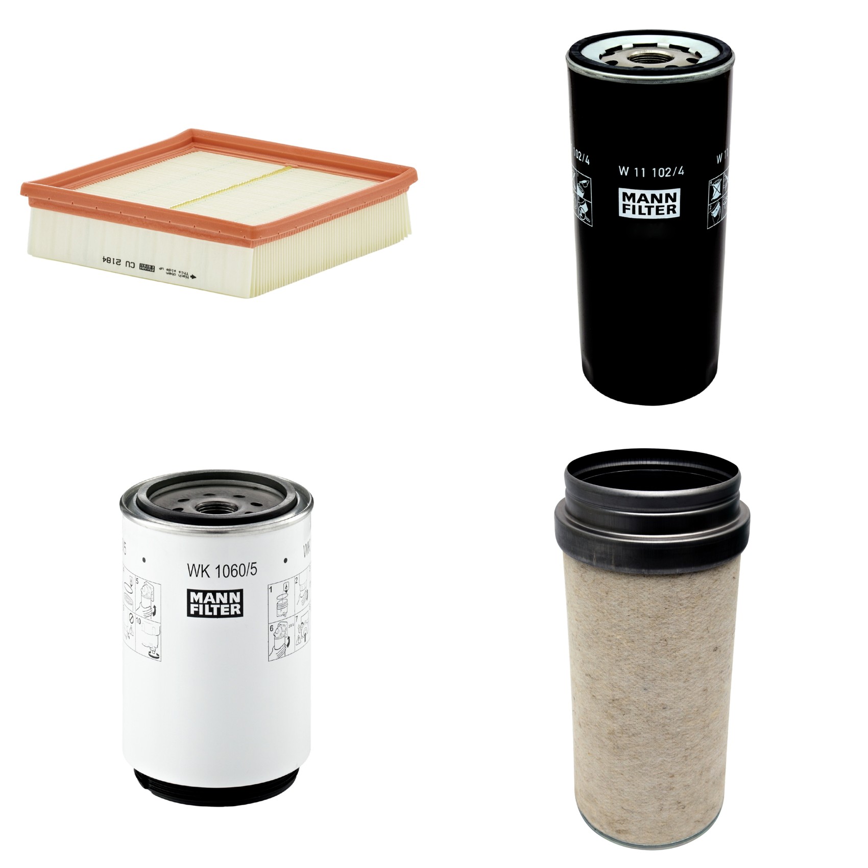 Kit Filtros de Ar Combustível Cabine Ar Condicionado Óleo - Mann-Filter - CF2000 - CU2184 - W11102/4 - WK1060/5x