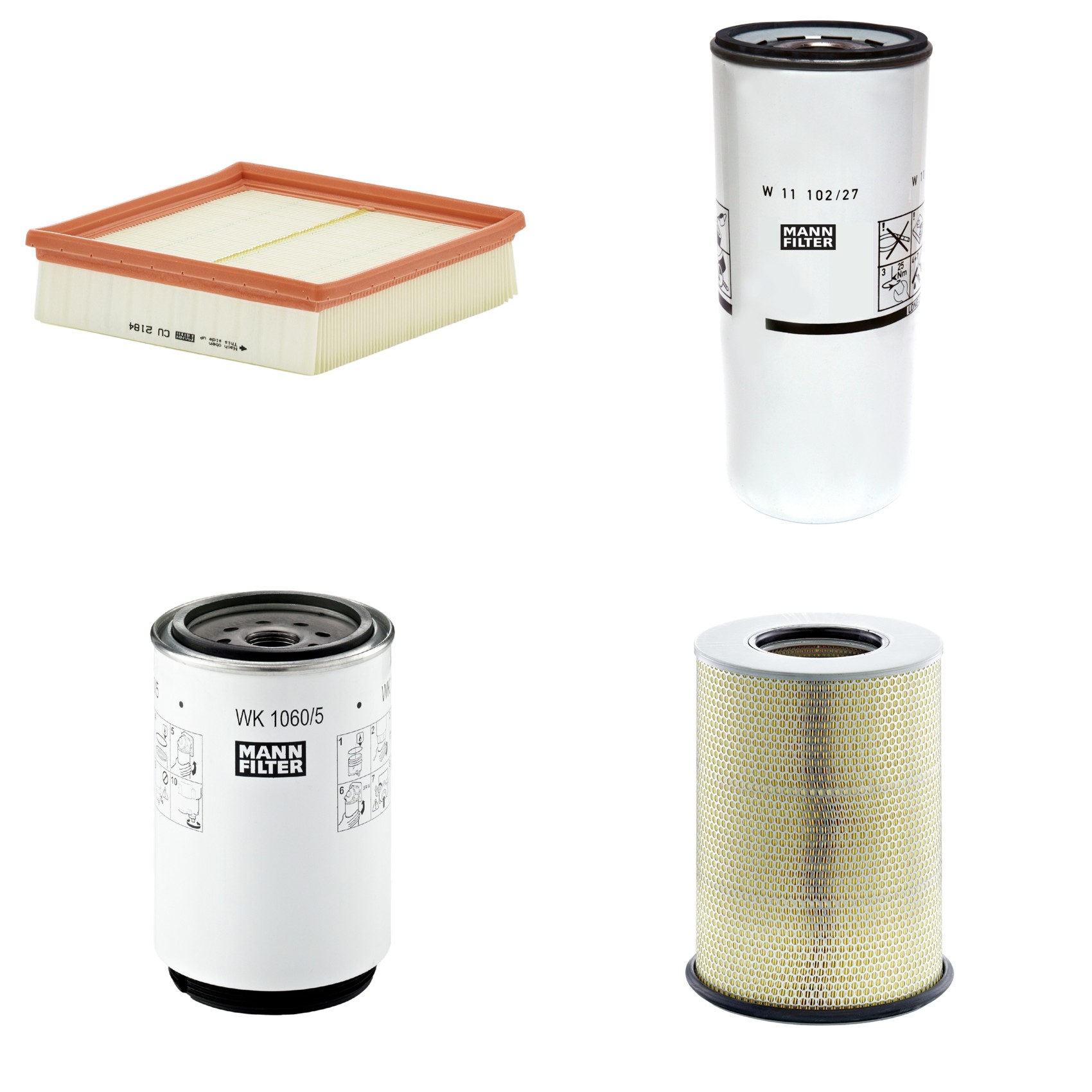 Kit Filtros de Ar Combustível Cabine Ar Condicionado Óleo - Mann-Filter - C311345/1 - CU2184 - W11102/27 - WK1060/5x