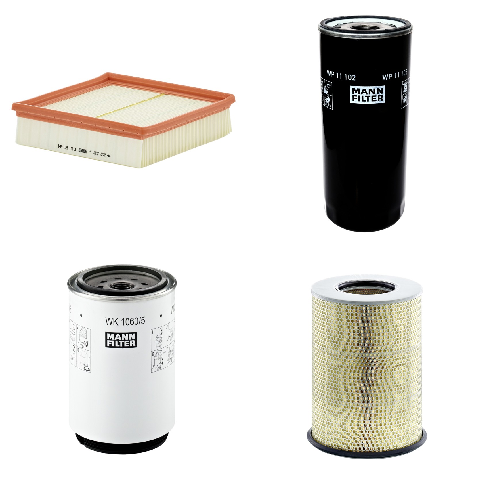 Kit Filtros de Ar Combustível Cabine Ar Condicionado Óleo - Mann-Filter - C311345/1 - CU2184 - WK1060/5x - WP11102