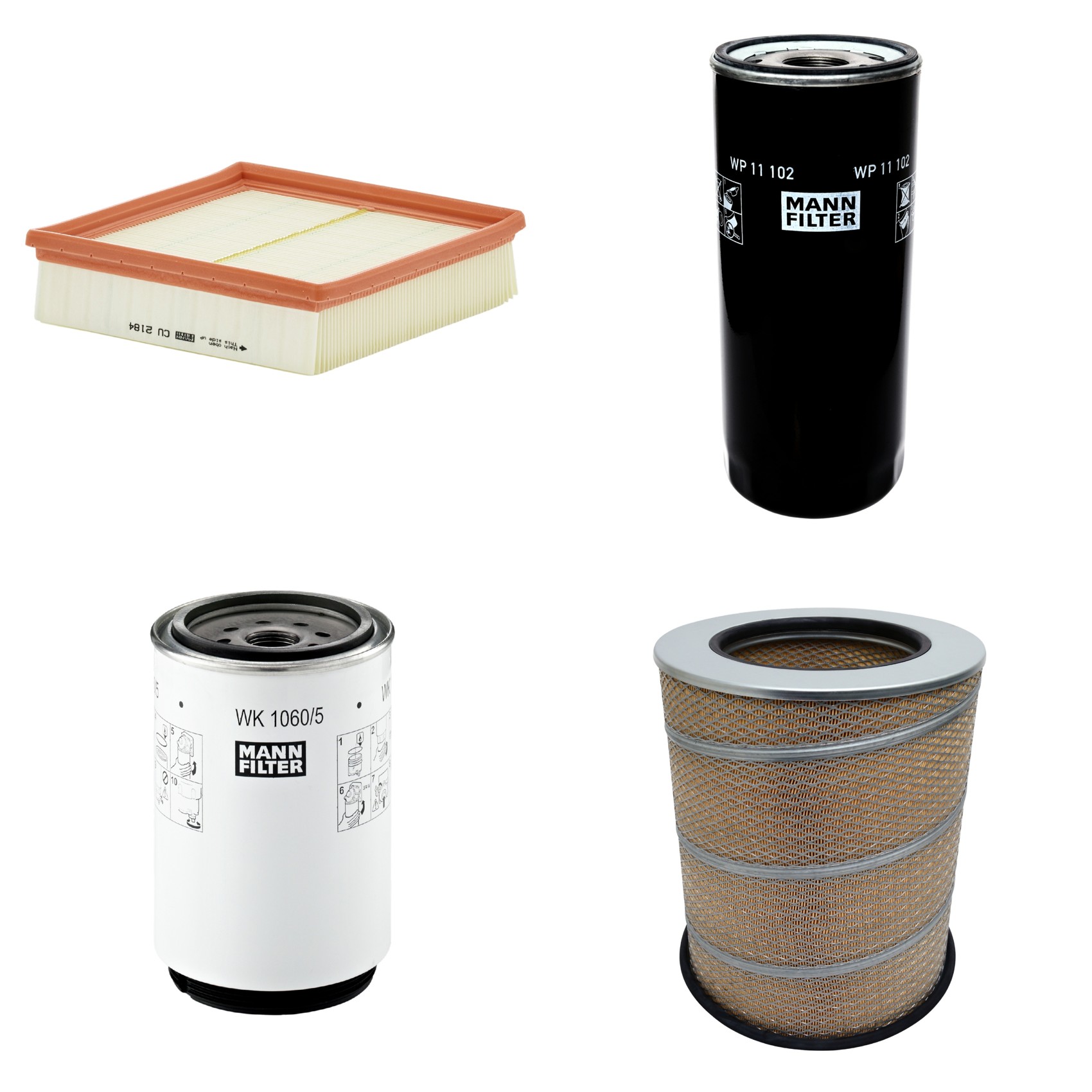 Kit Filtros de Ar Combustível Cabine Ar Condicionado Óleo - Mann-Filter - C341500 - CU2184 - WK1060/5x - WP11102