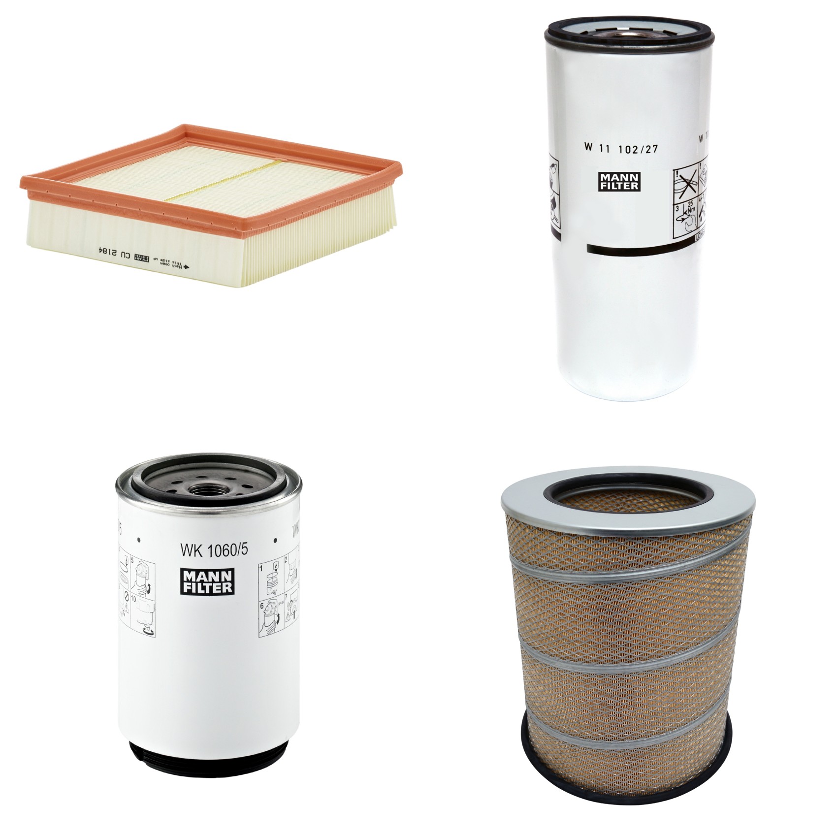 Kit Filtros de Ar Combustível Cabine Ar Condicionado Óleo - Mann-Filter - C341500 - CU2184 - W11102/27 - WK1060/5x