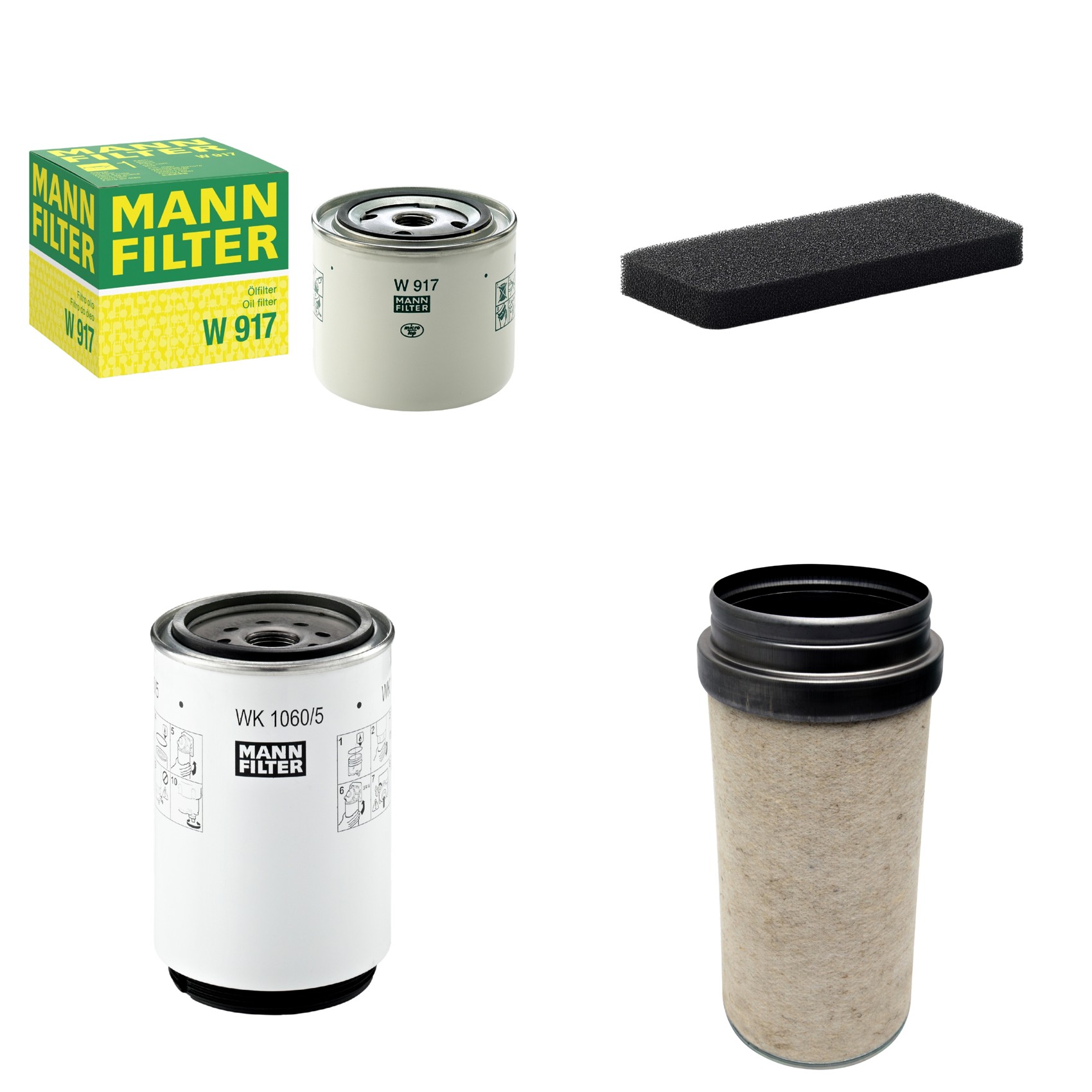Kit Filtros de Ar Combustível Cabine Ar Condicionado Óleo - Mann-Filter - CF2000 - CU2101 - W917 - WK1060/5x