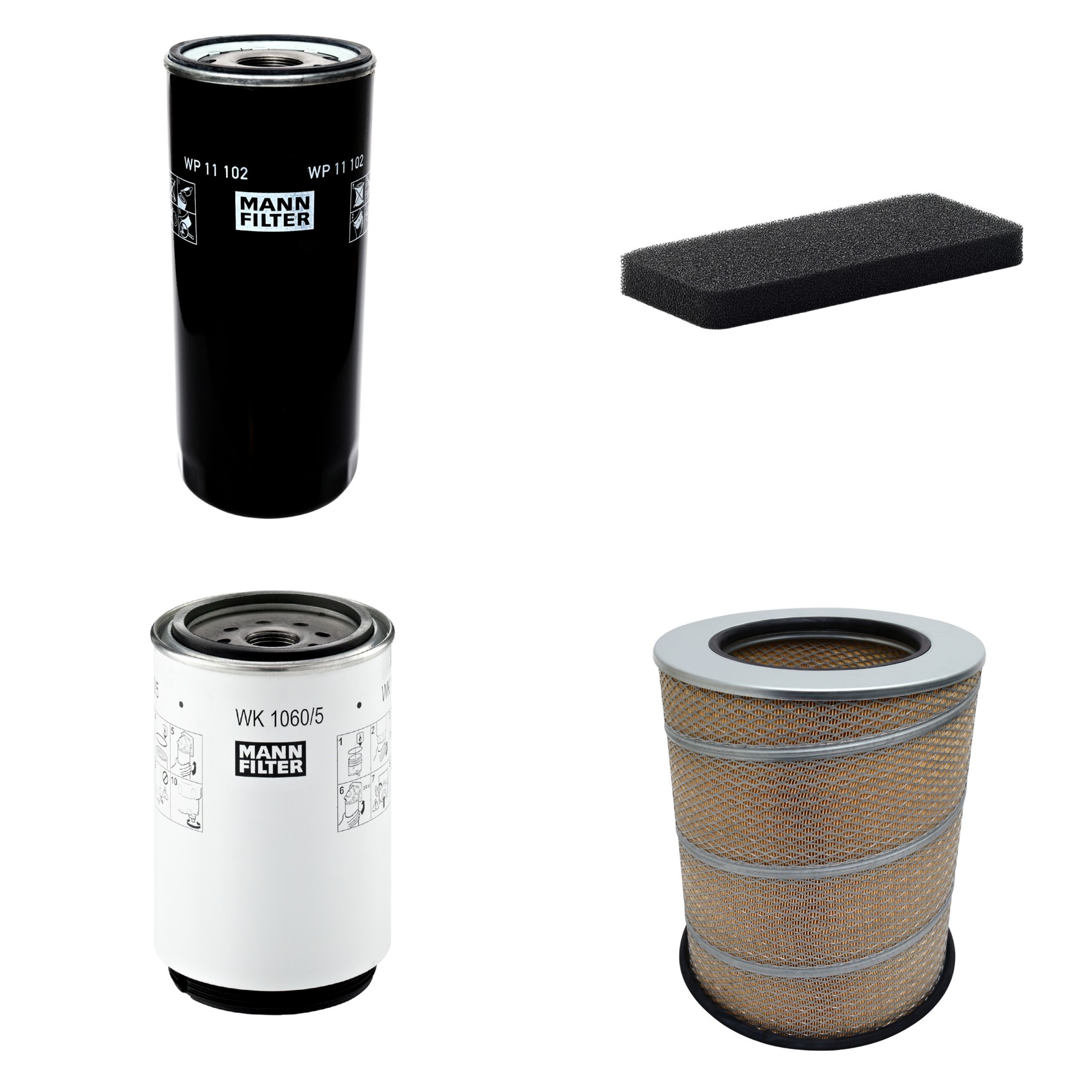 Kit Filtros de Ar Combustível Cabine Ar Condicionado Óleo - Mann-Filter - C341500 - CU2101 - WK1060/5x - WP11102