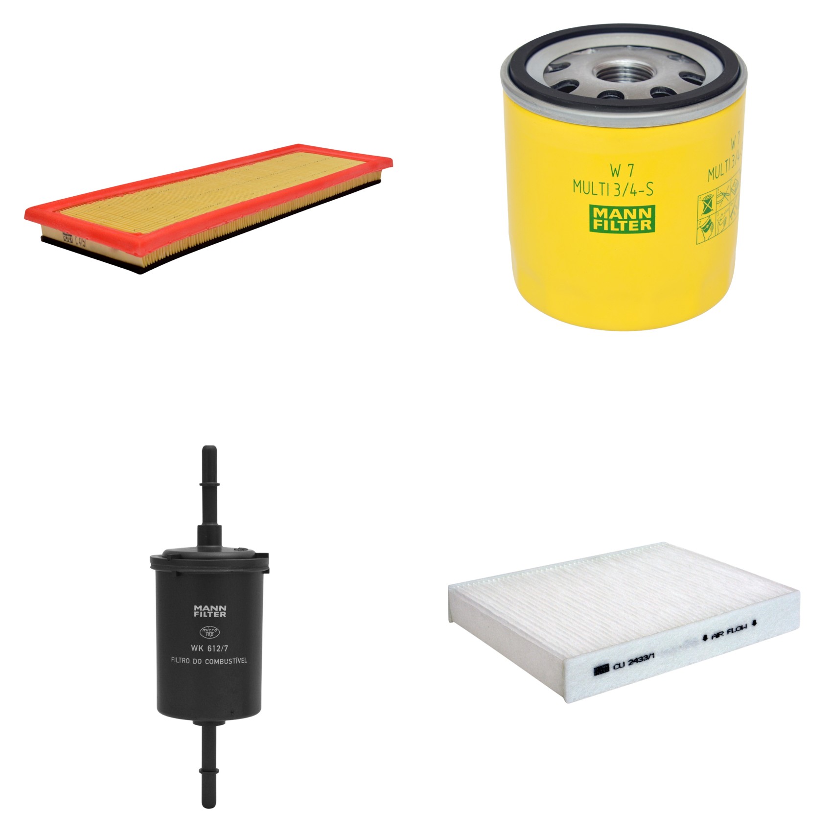 Kit Filtros de Ar Combustível Cabine Ar Condicionado Óleo - Mann-Filter - C4151 - CU2433/1 - W7MULTI3/4-S - WK612/7