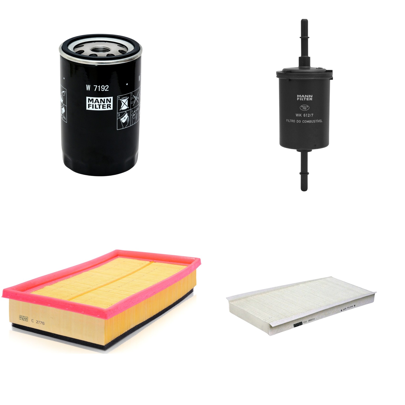 Kit Filtros de Ar Combustível Cabine Ar Condicionado Óleo - Mann-Filter - C2776 - CU3567/1 - W7192 - WK612/7