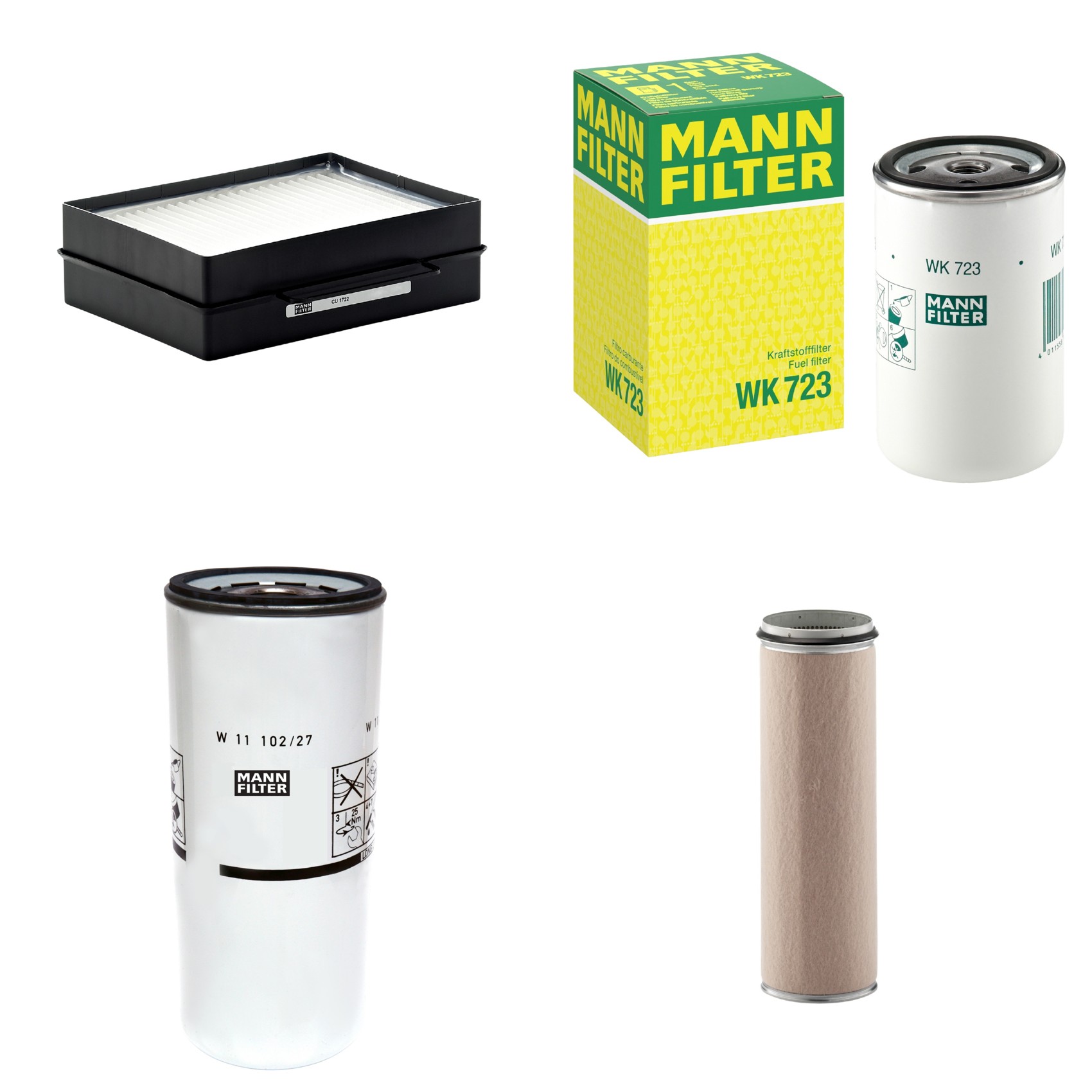 Kit Filtros de Ar Combustível Cabine Ar Condicionado Óleo - Mann-Filter - CF1600 - CU1722 - W11102/27 - WK723