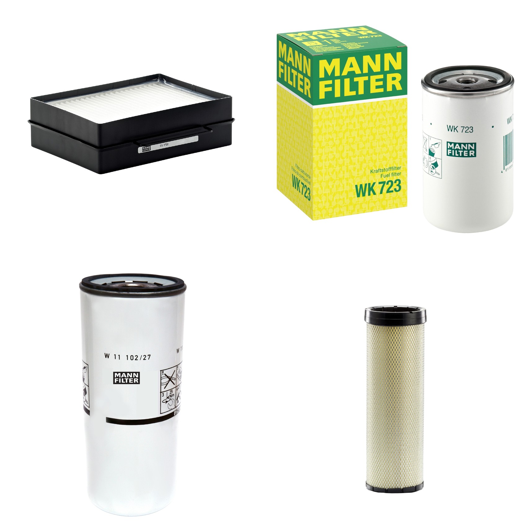 Kit Filtros de Ar Combustível Cabine Ar Condicionado Óleo - Mann-Filter - CF1720 - CU1722 - W11102/27 - WK723