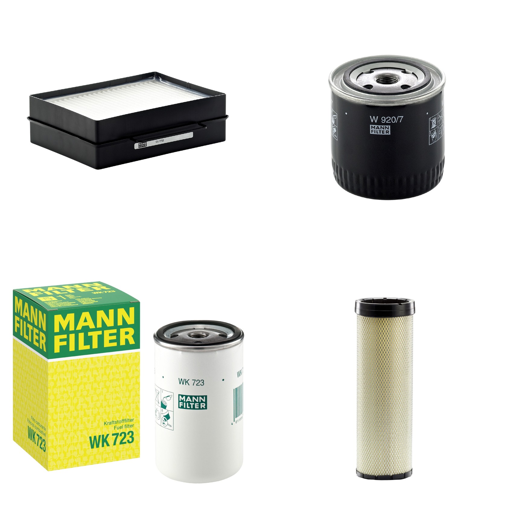 Kit Filtros de Ar Combustível Cabine Ar Condicionado Óleo - Mann-Filter - CF1720 - CU1722 - W920/7 - WK723