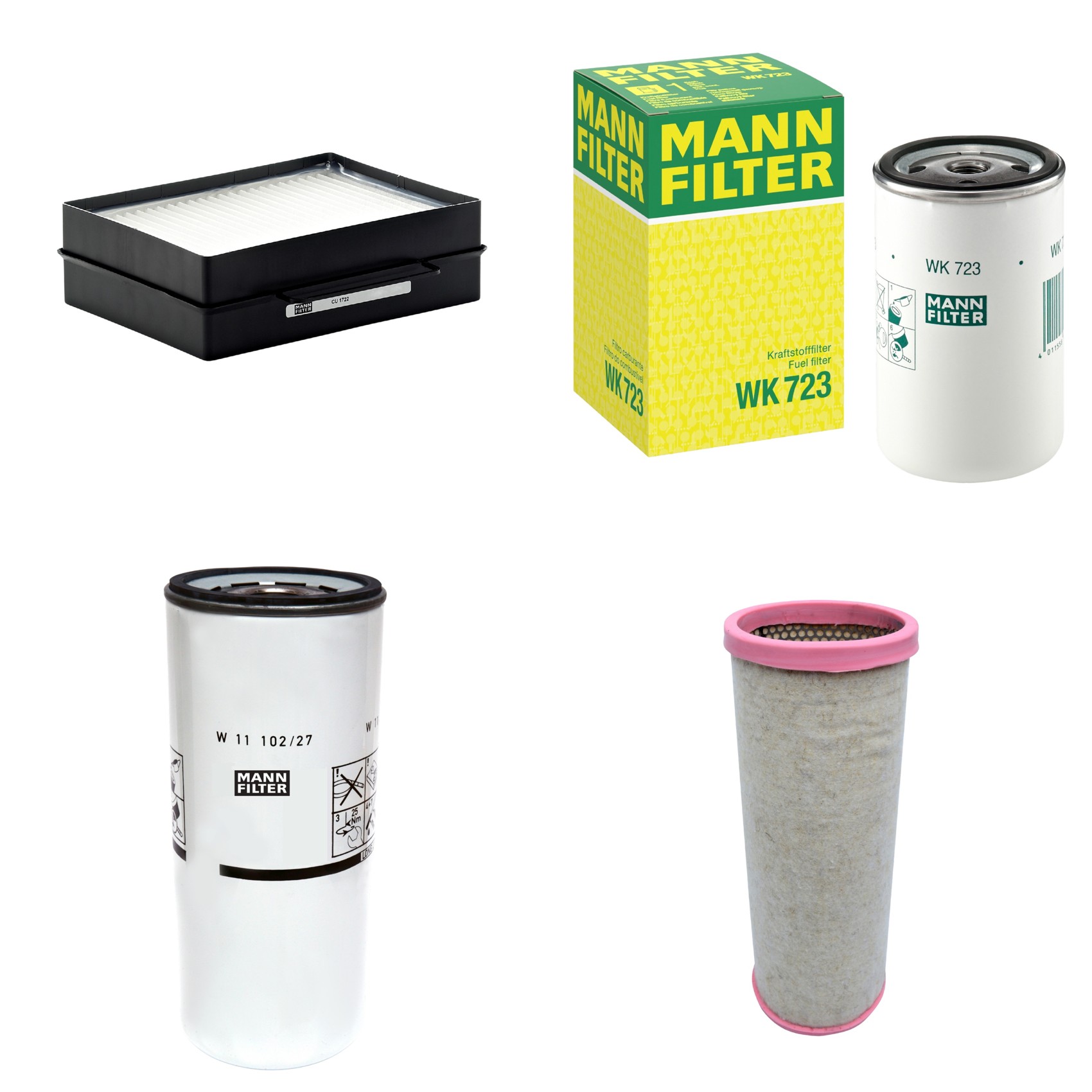 Kit Filtros de Ar Combustível Cabine Ar Condicionado Óleo - Mann-Filter - CF1711 - CU1722 - W11102/27 - WK723