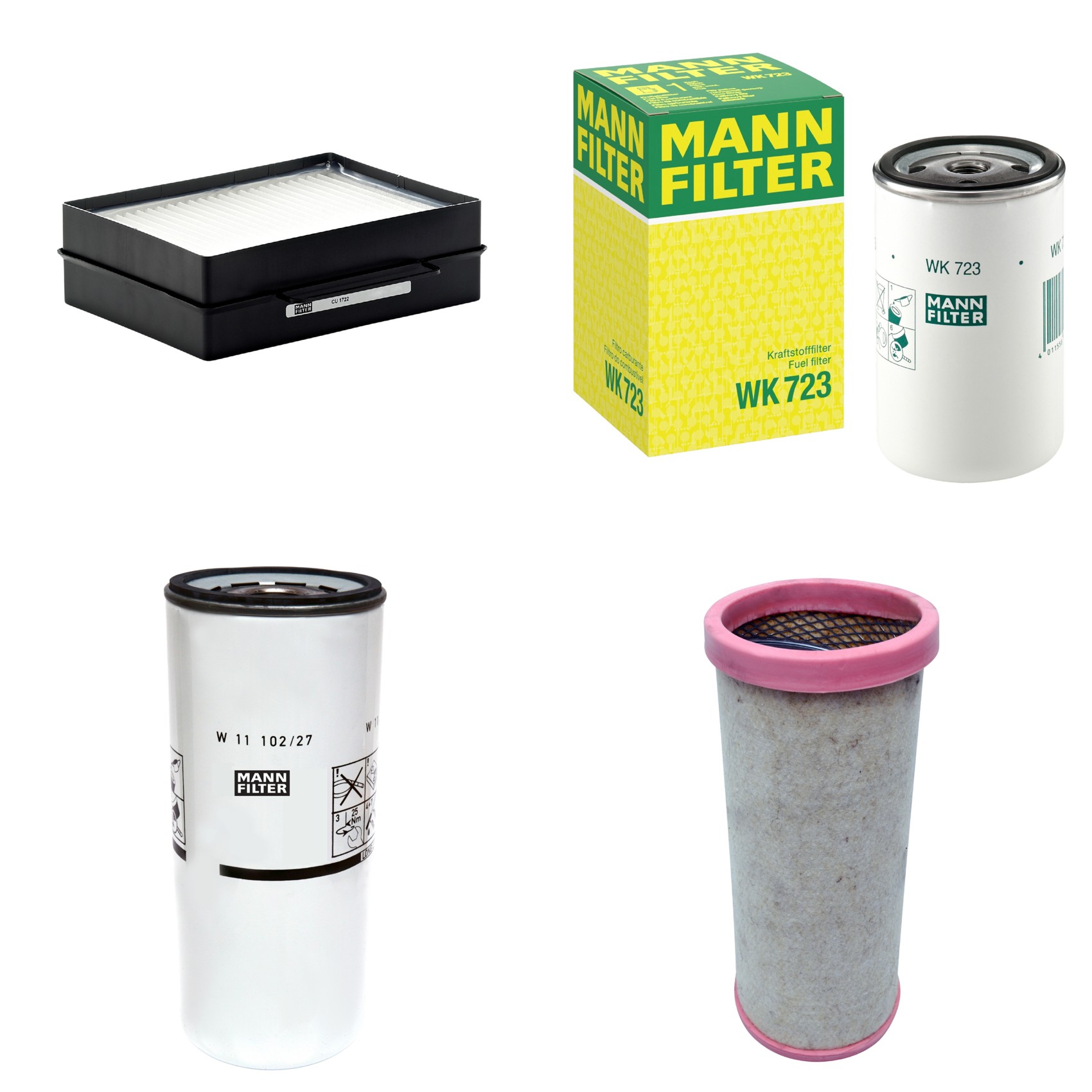 Kit Filtros de Ar Combustível Cabine Ar Condicionado Óleo - Mann-Filter - CF1710 - CU1722 - W11102/27 - WK723