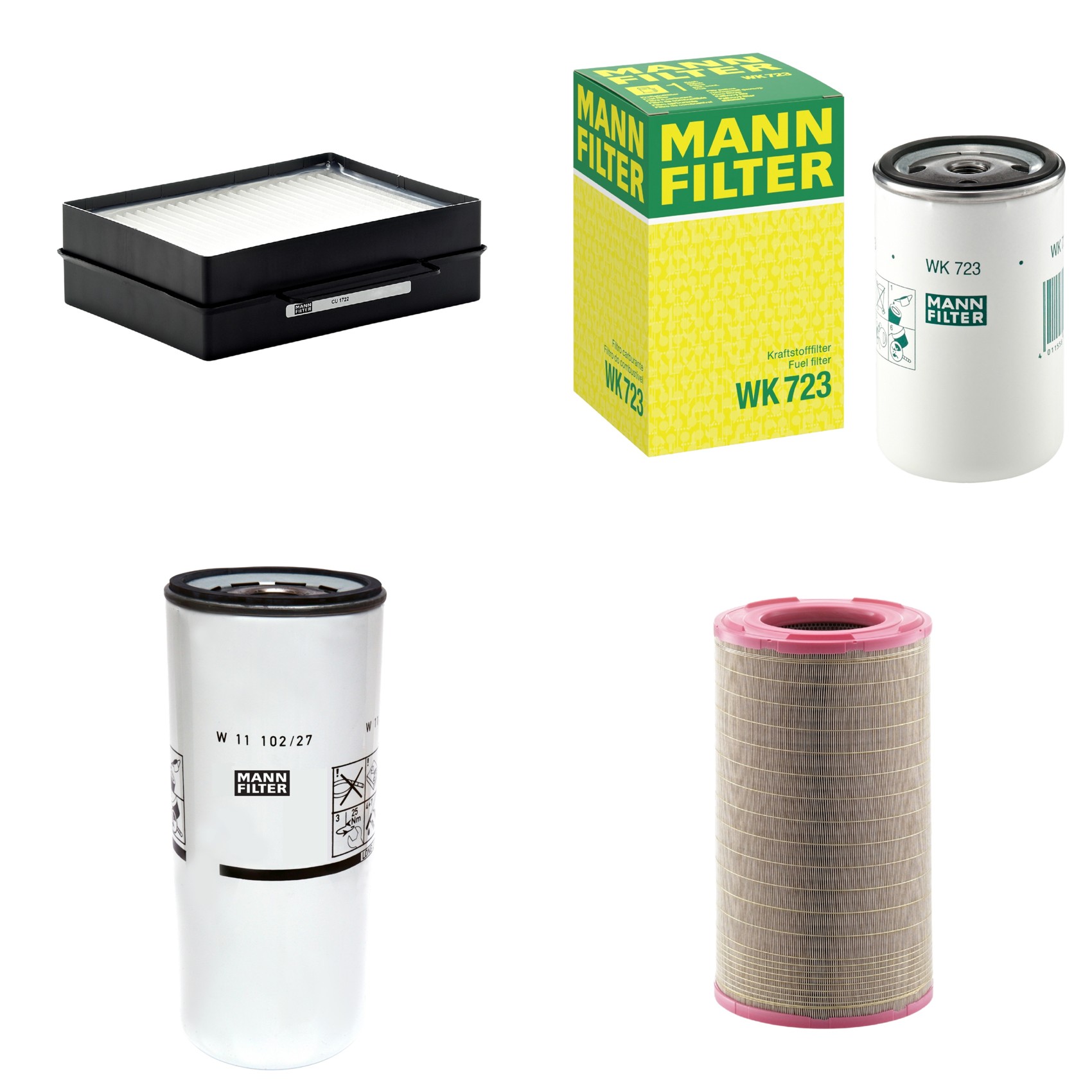Kit Filtros de Ar Combustível Cabine Ar Condicionado Óleo - Mann-Filter - C301500 - CU1722 - W11102/27 - WK723