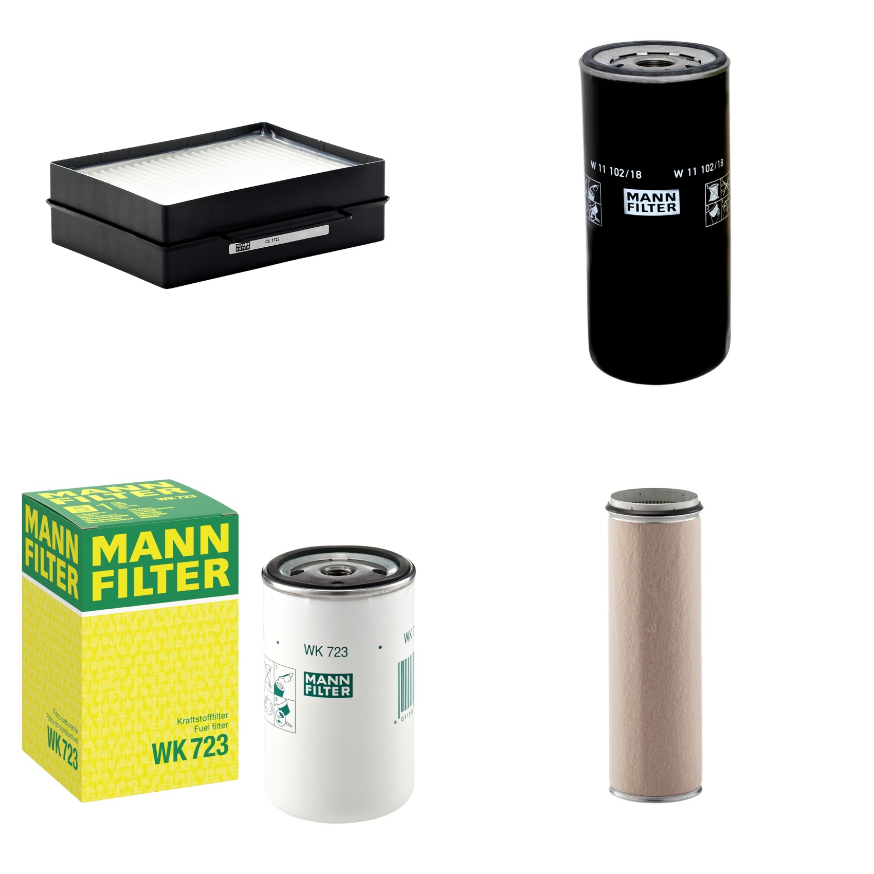 Kit Filtros de Ar Combustível Cabine Ar Condicionado Óleo - Mann-Filter - CF1600 - CU1722 - W11102/18 - WK723