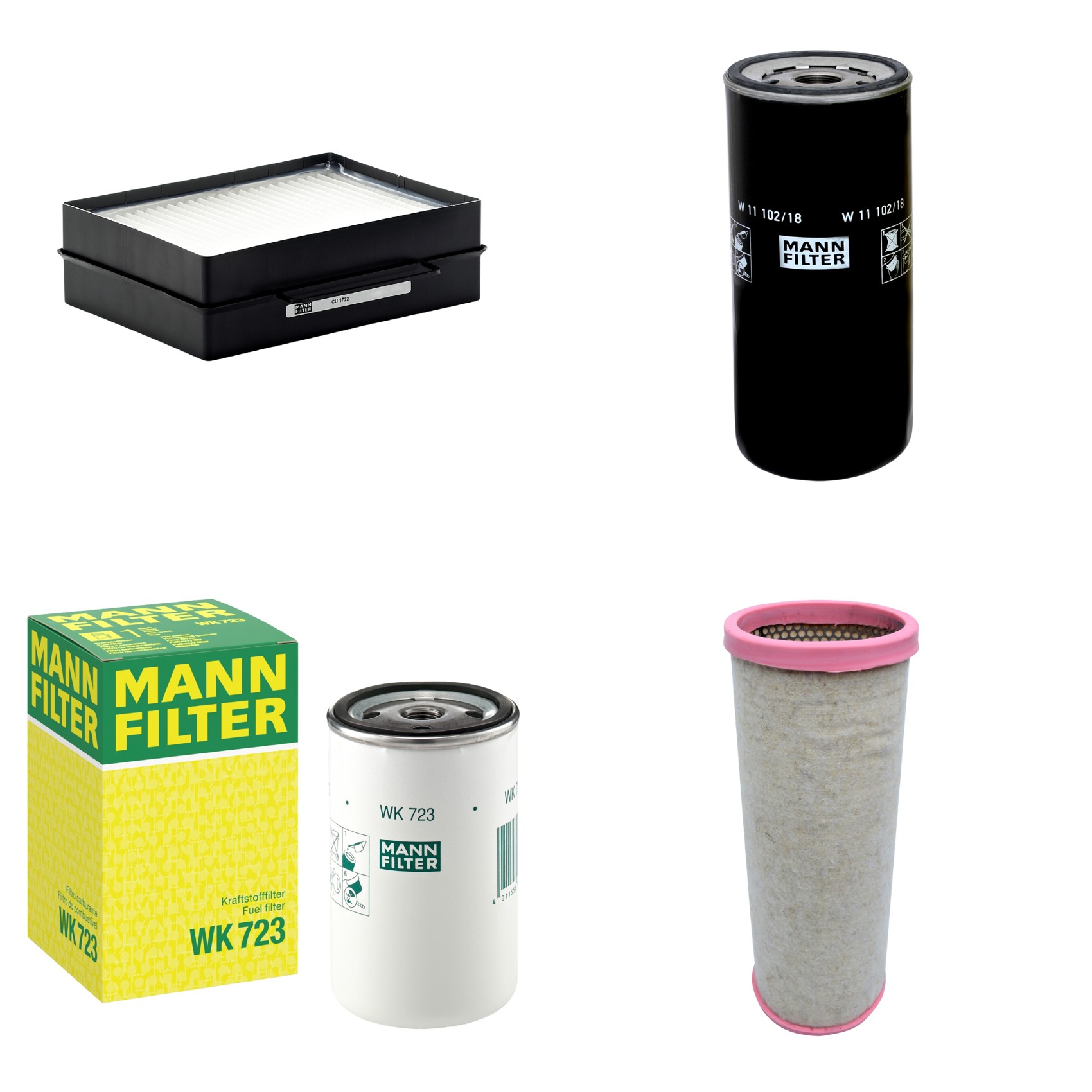 Kit Filtros de Ar Combustível Cabine Ar Condicionado Óleo - Mann-Filter - CF1711 - CU1722 - W11102/18 - WK723