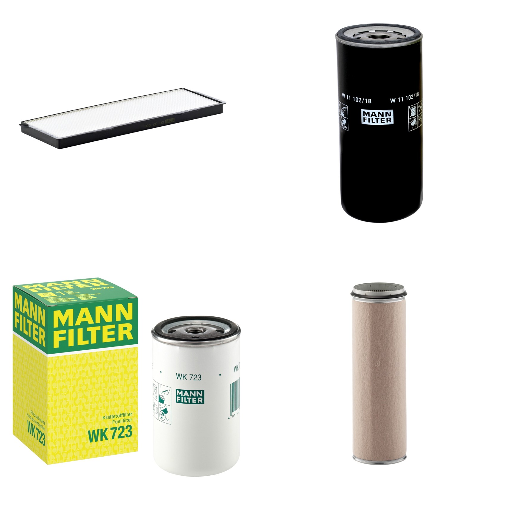 Kit Filtros de Ar Combustível Cabine Ar Condicionado Óleo - Mann-Filter - CF1600 - CU37001 - W11102/18 - WK723