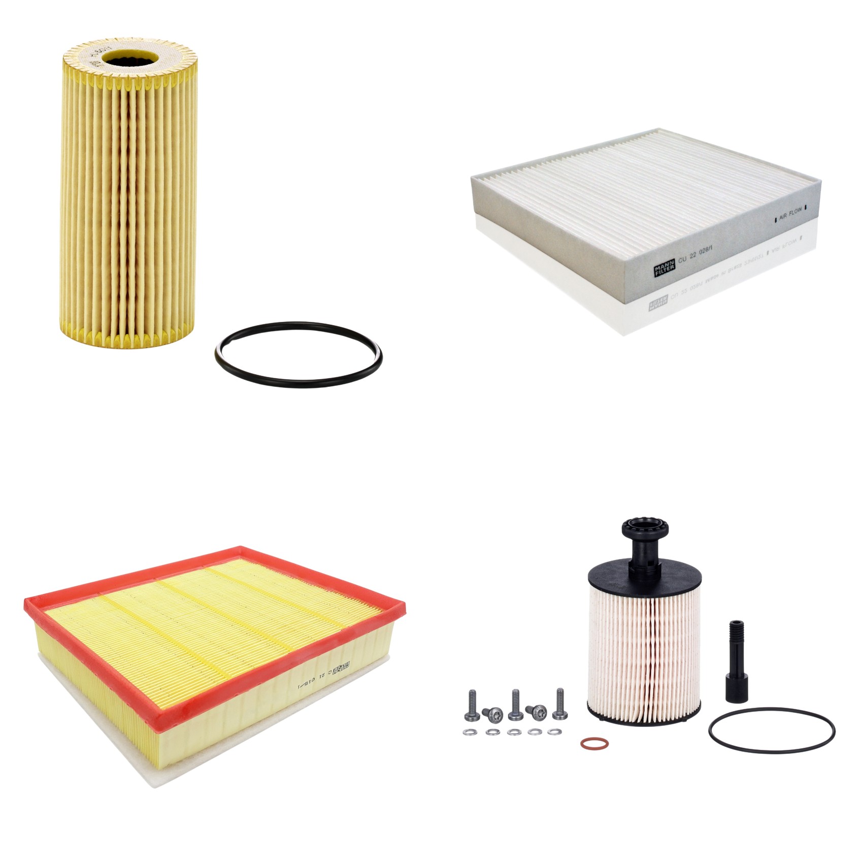Kit Filtros de Ar Combustível Cabine Ar Condicionado Óleo - Mann-Filter - C21015/1 - CU22028/1 - HU6011z - PU9009zKIT