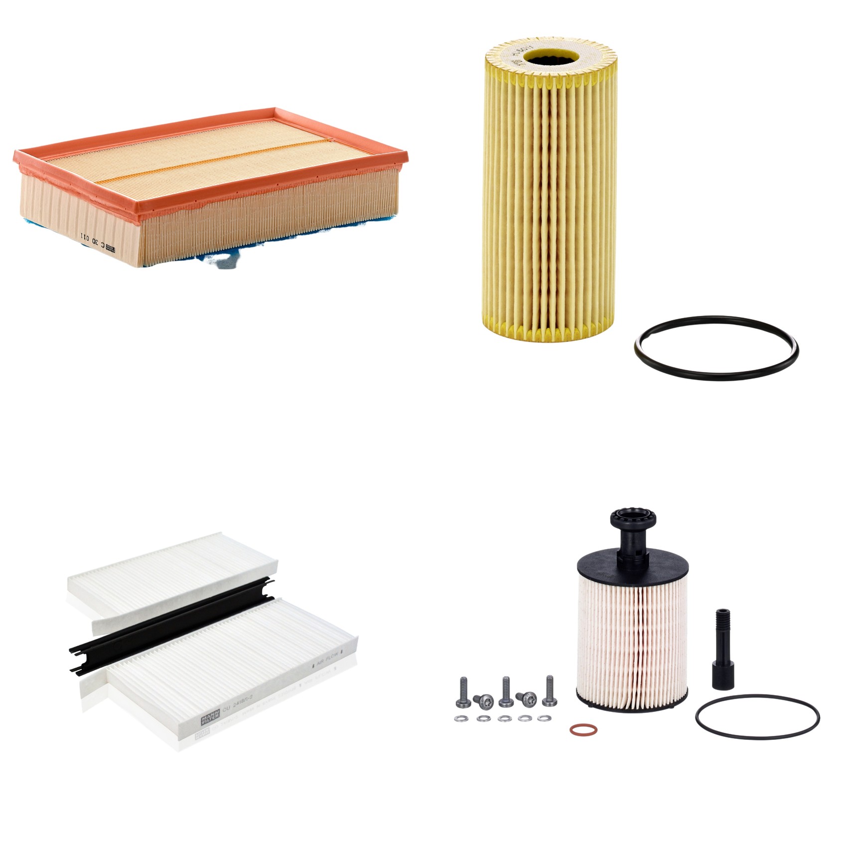 Kit Filtros de Ar Combustível Cabine Ar Condicionado Óleo - Mann-Filter - C30011 - CU2418/1-2 - HU6011z - PU9009zKIT