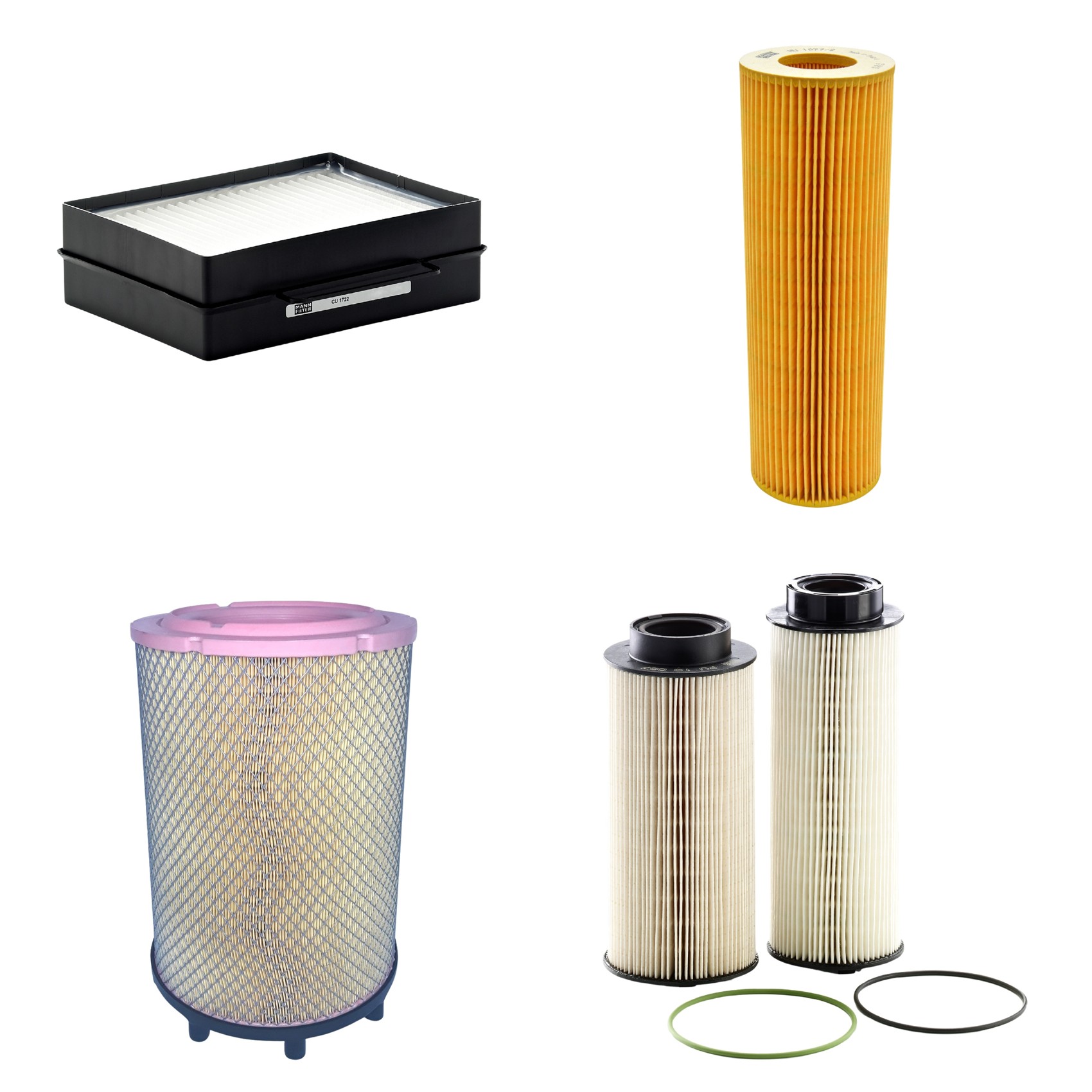 Kit Filtros de Ar Combustível Cabine Ar Condicionado Óleo - Mann-Filter - C31014/2 - CU1722 - HU1077/2z - PU10003-2x